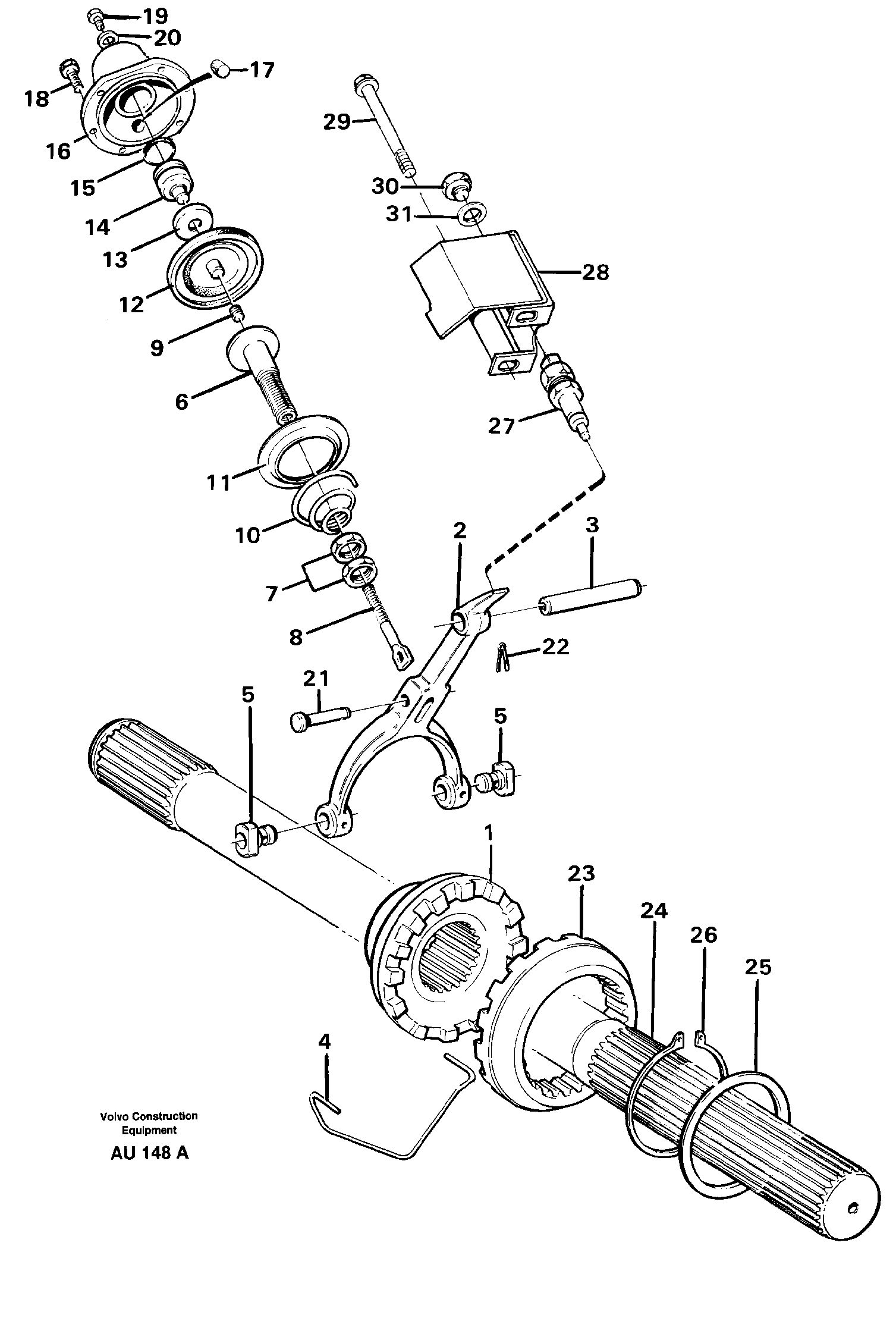 Differential lock 23840, 23851, 23857, 23858 — volvo parts diagram