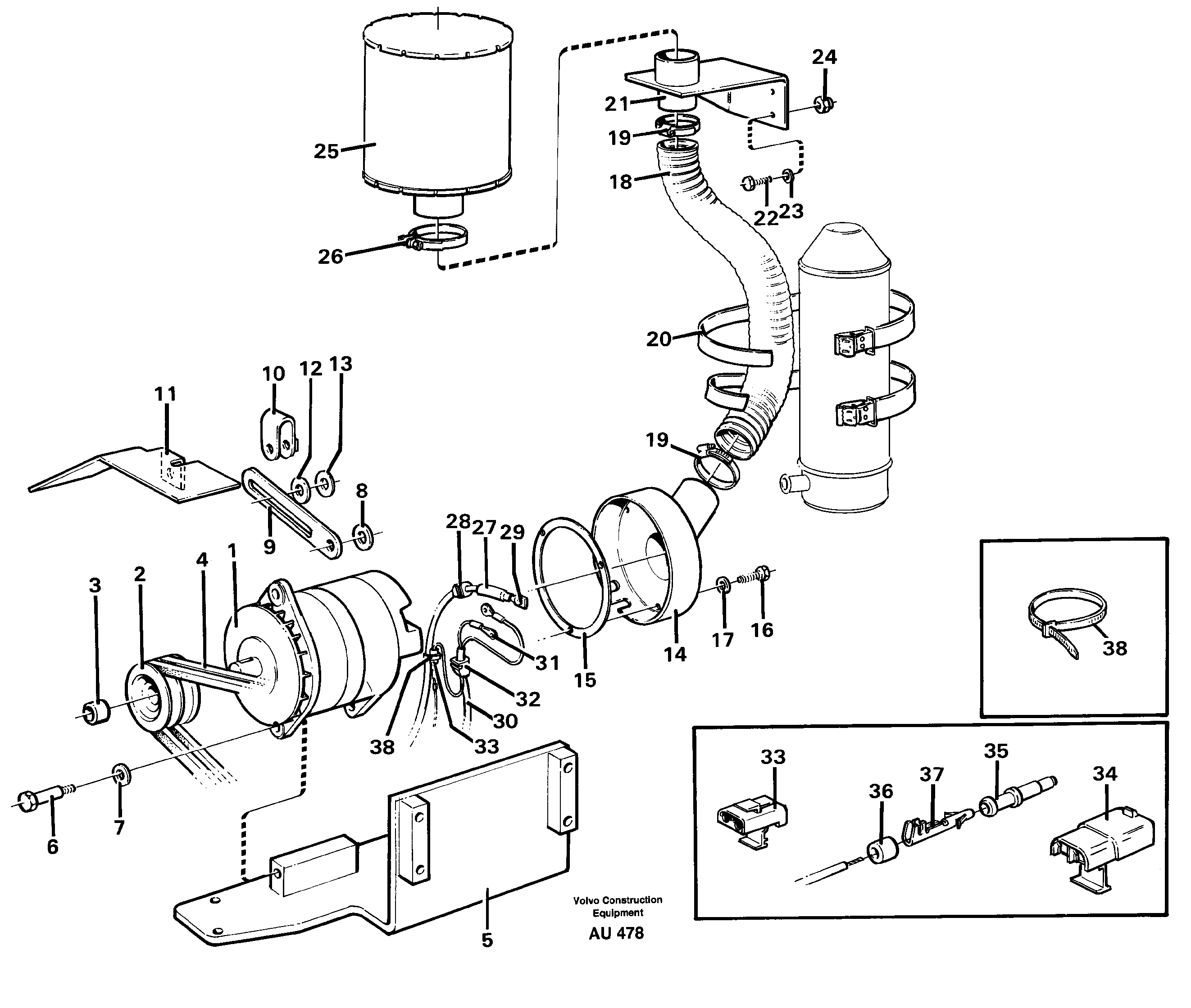 Brushless alternator, 50A. 92249 — volvo parts diagram