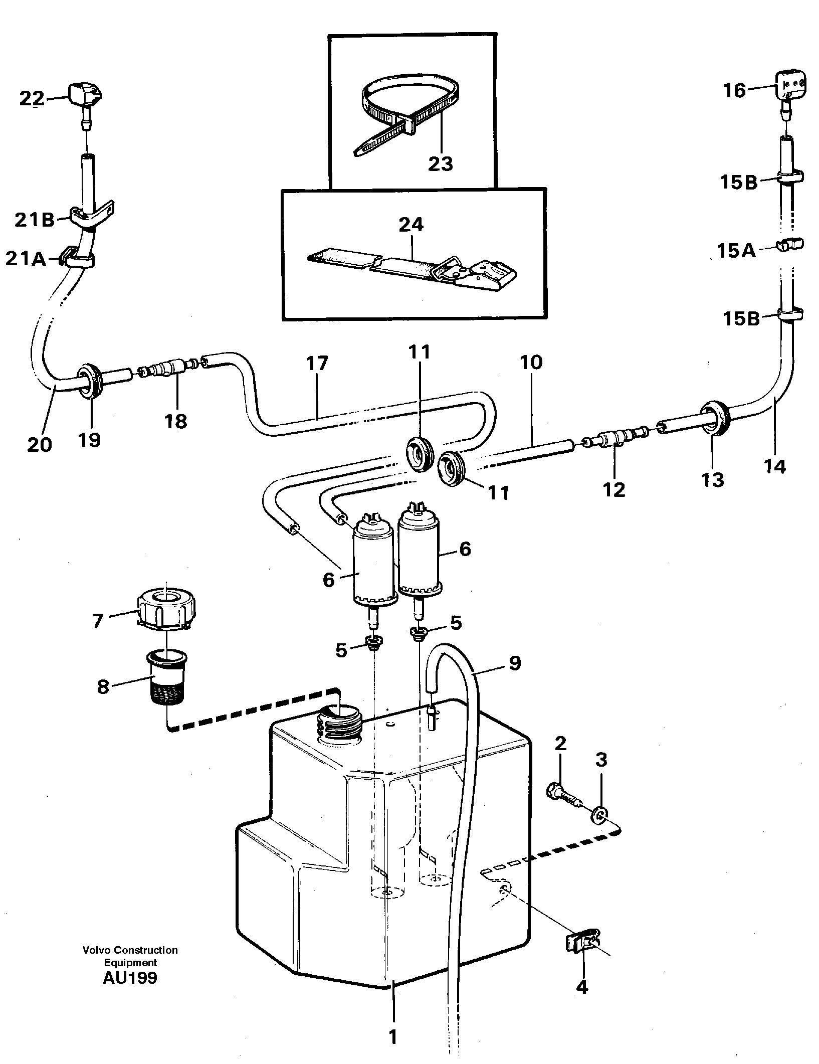 Windscreen washer. STD, 91858 — volvo parts diagram