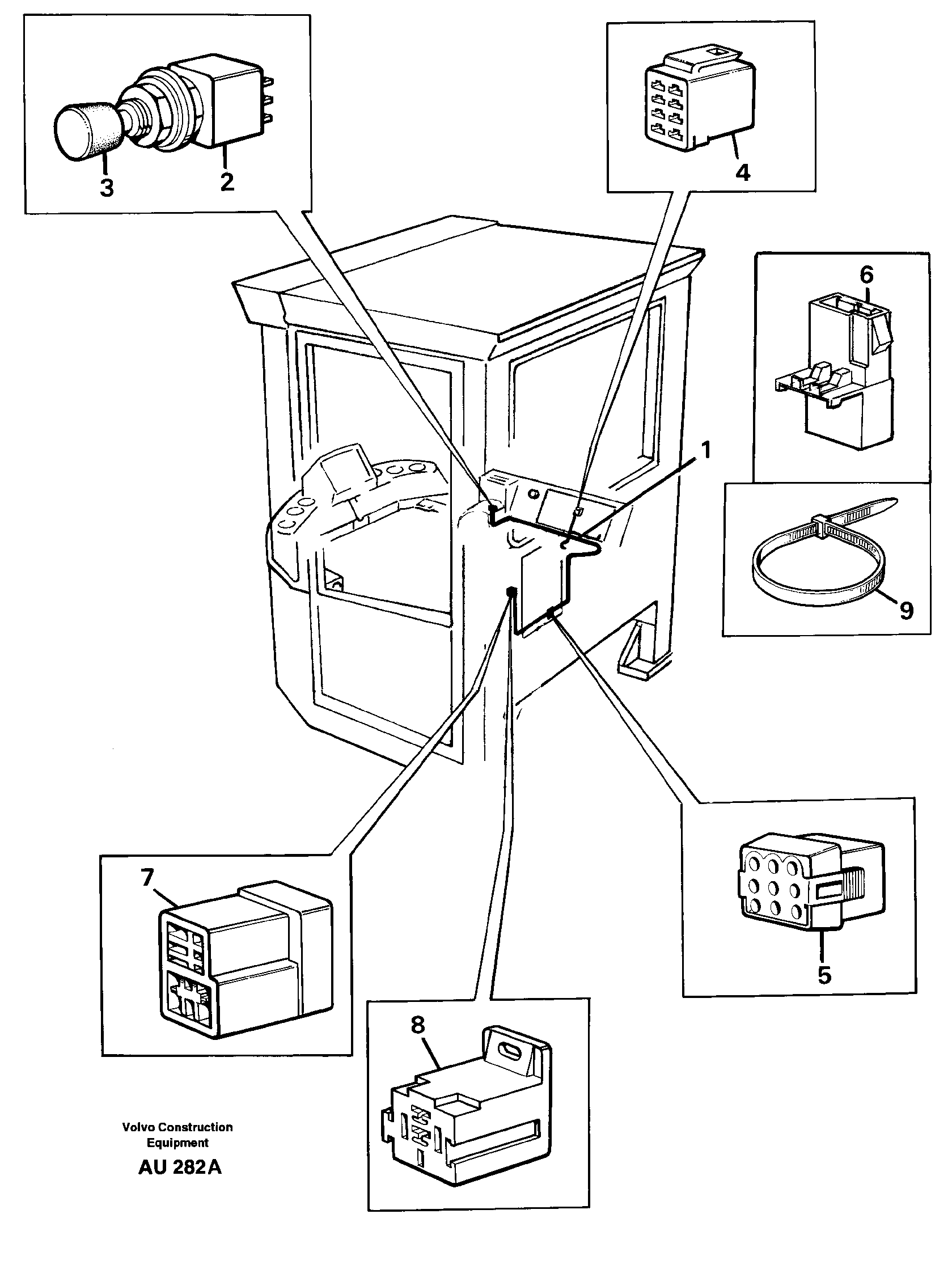 Cable harness, boom suspension system.  94601,  80216 — volvo parts diagram