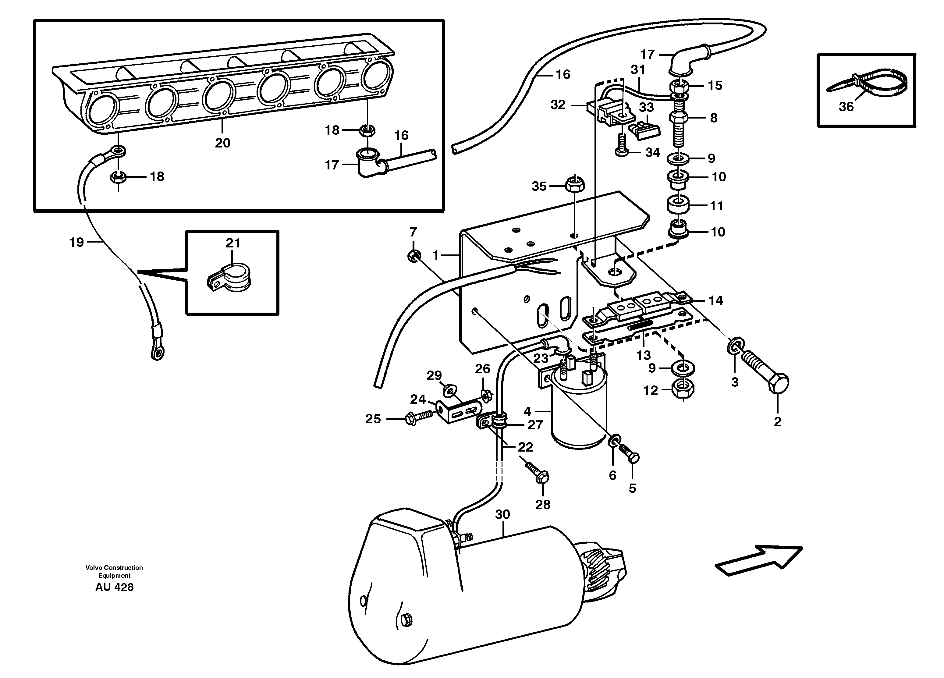 Pre-heatert with fitting parts. — volvo parts diagram