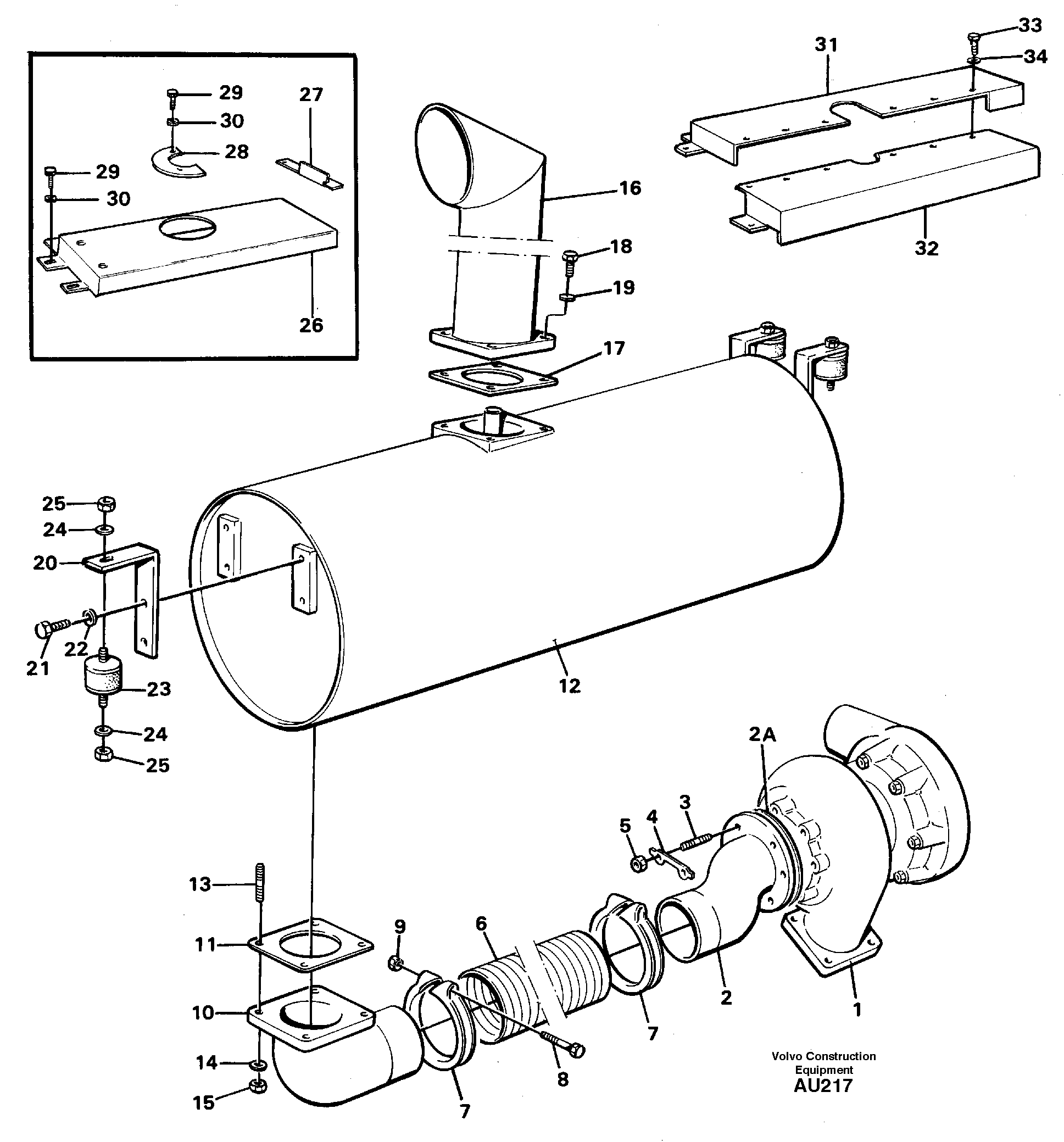 Exhaust system — volvo parts diagram