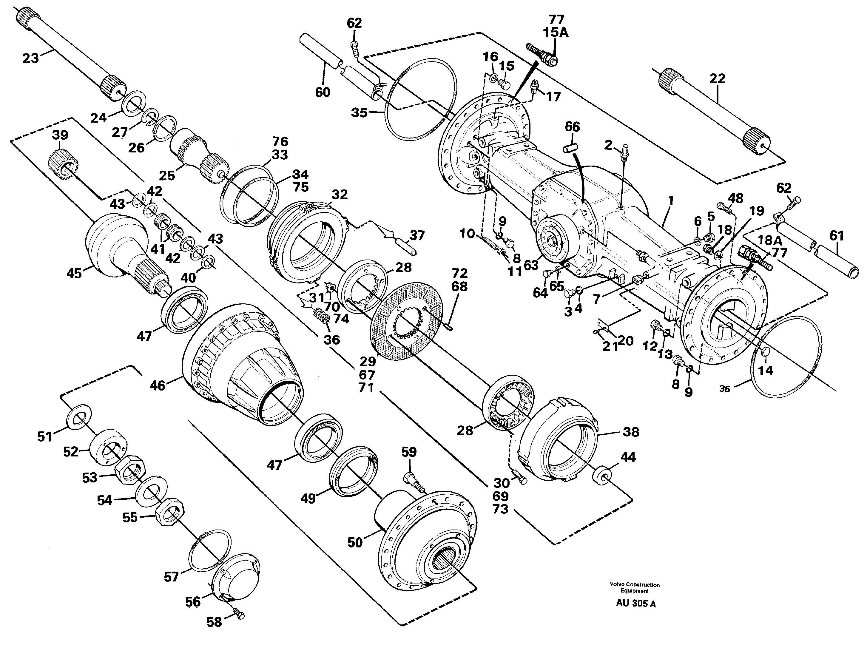 Planet shaft, rear AWB40 — volvo parts diagram