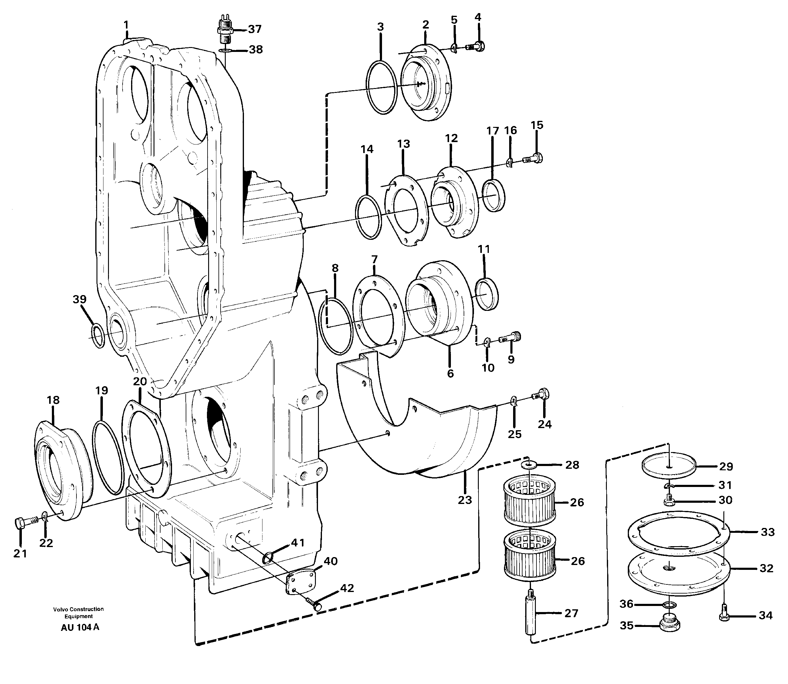 Transfer case, housing and covers — volvo parts diagram