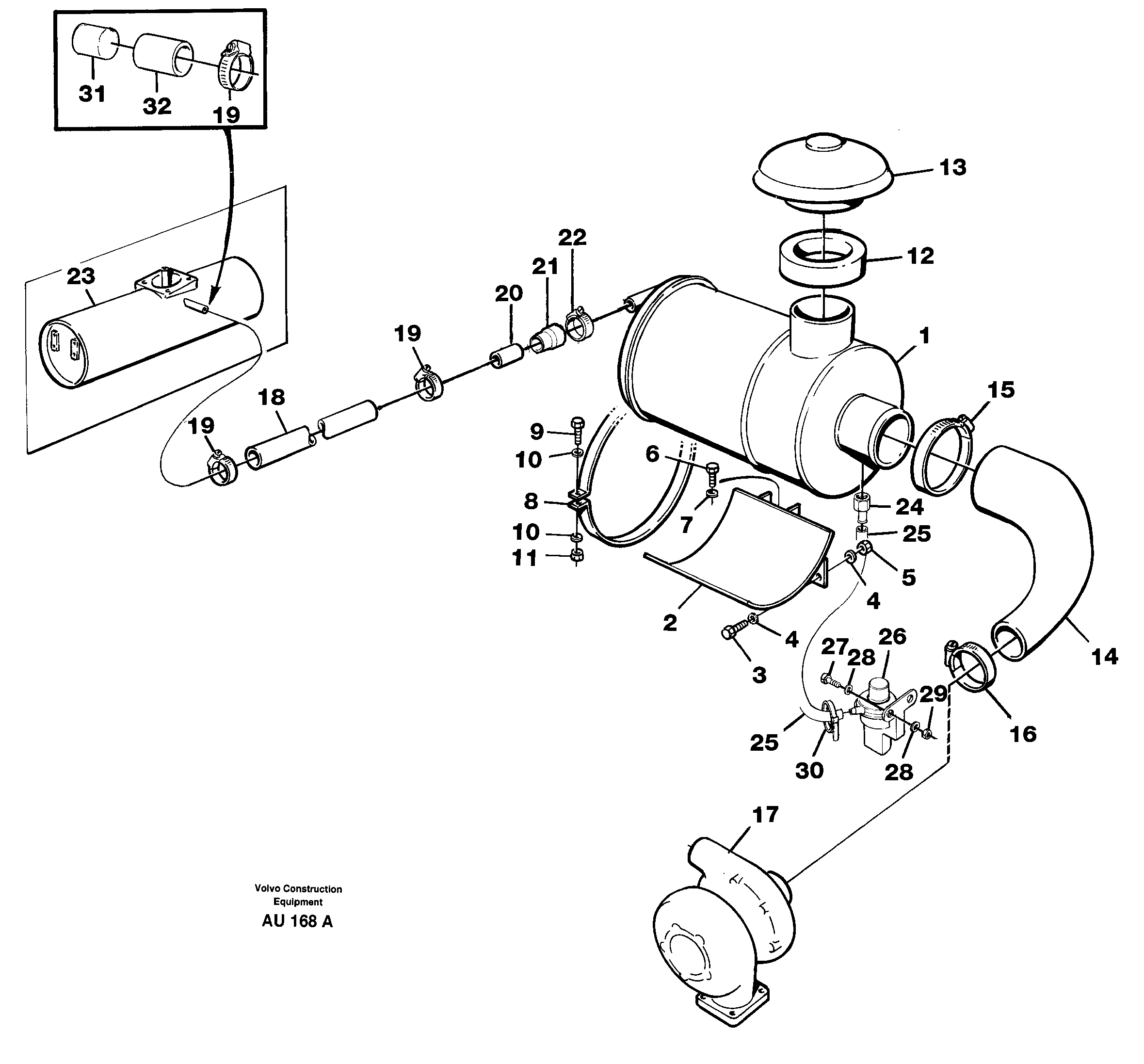 Air filter with fitting parts — volvo parts diagram