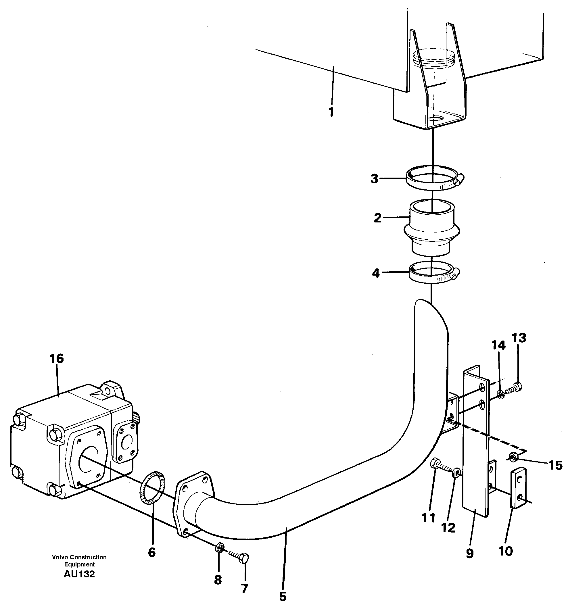 Hydraulic system, suction line — volvo parts diagram