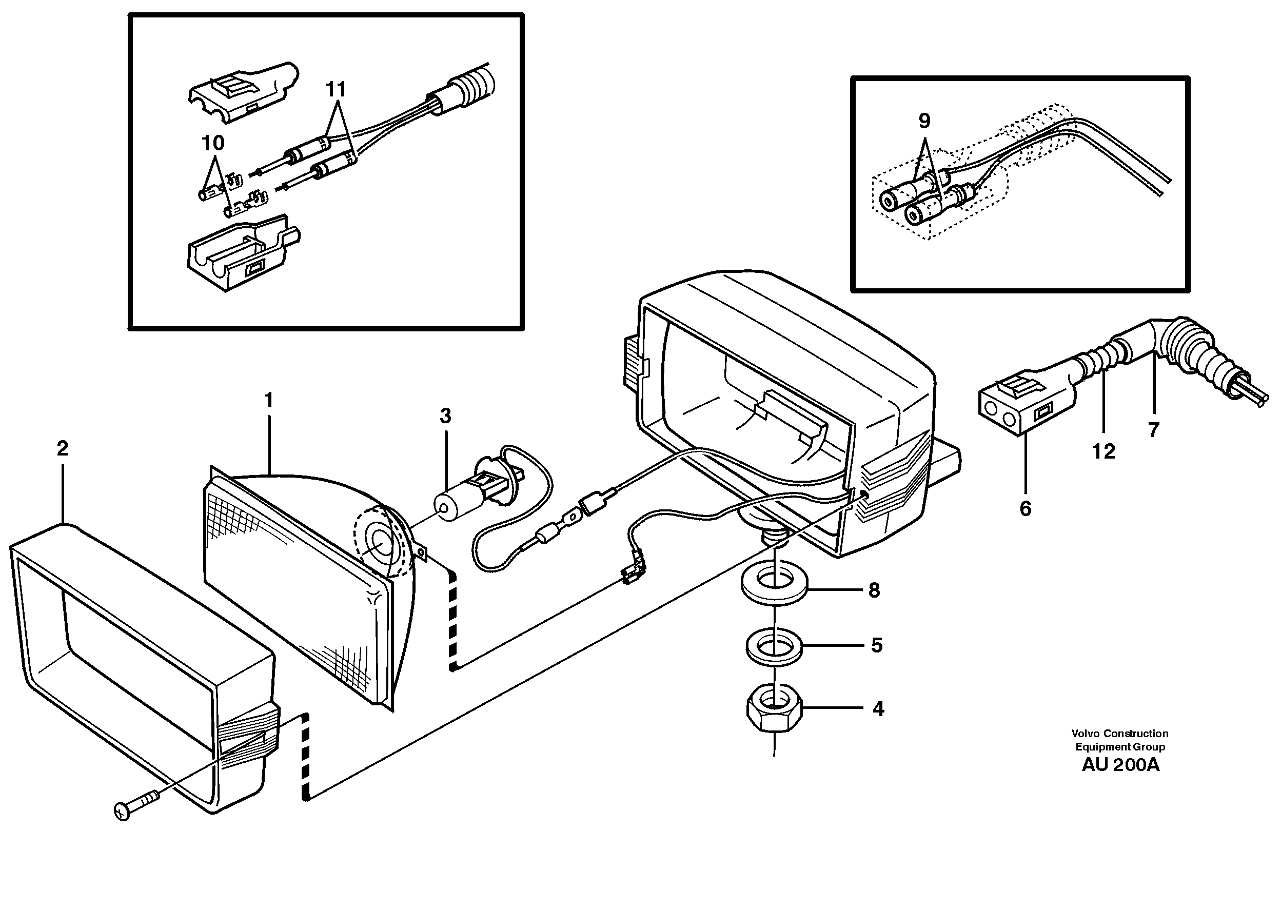 Work lights, front. 91847 — volvo parts diagram