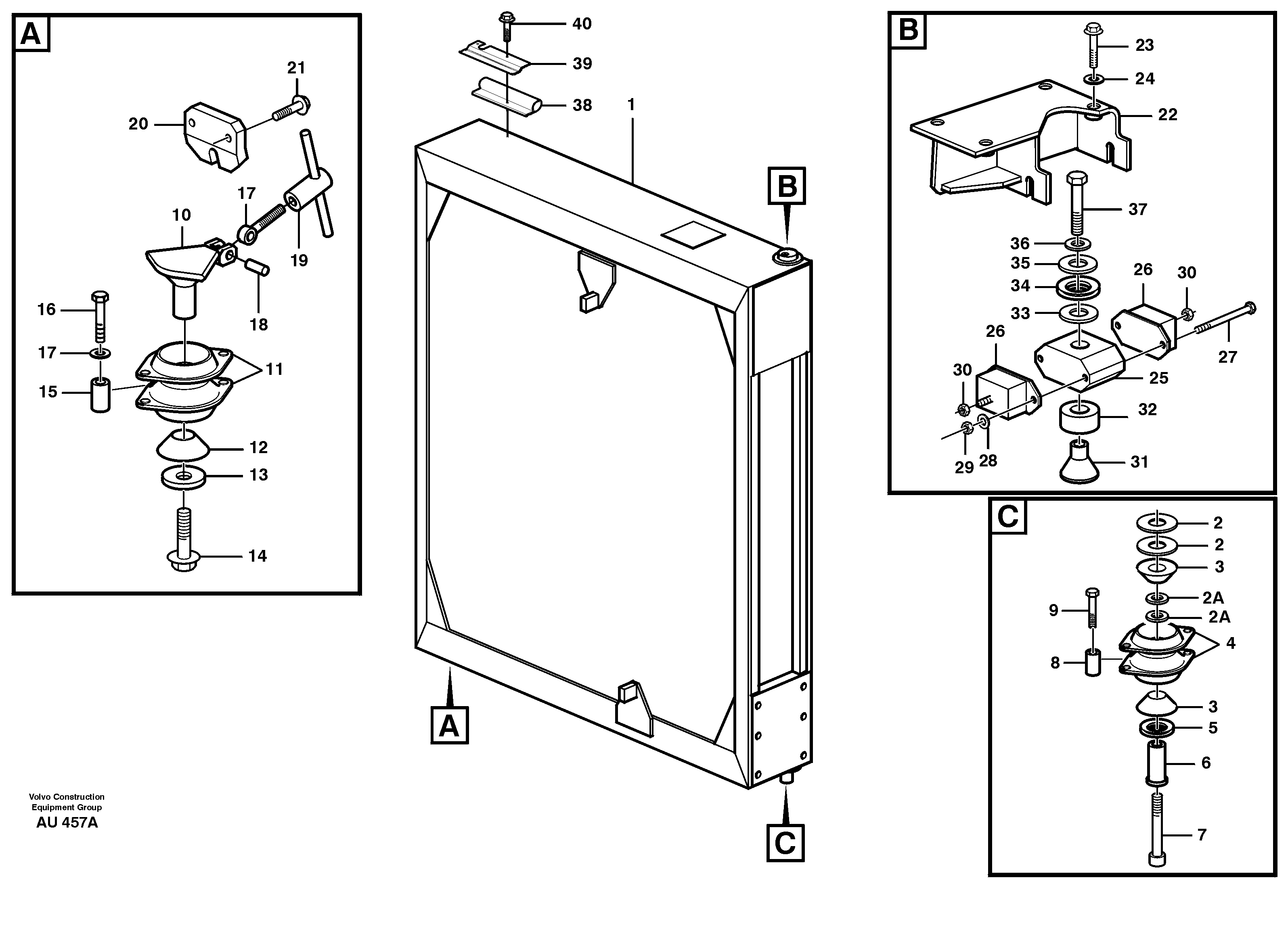 Radiator with fitting parts. — volvo parts diagram