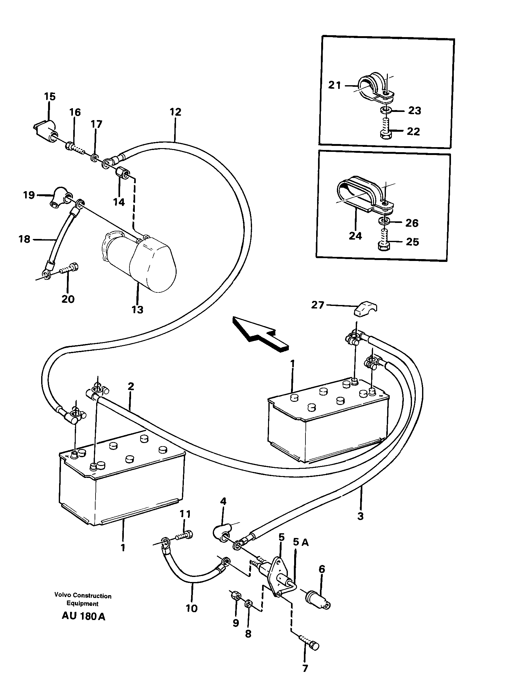Battery with assembling details — volvo parts diagram