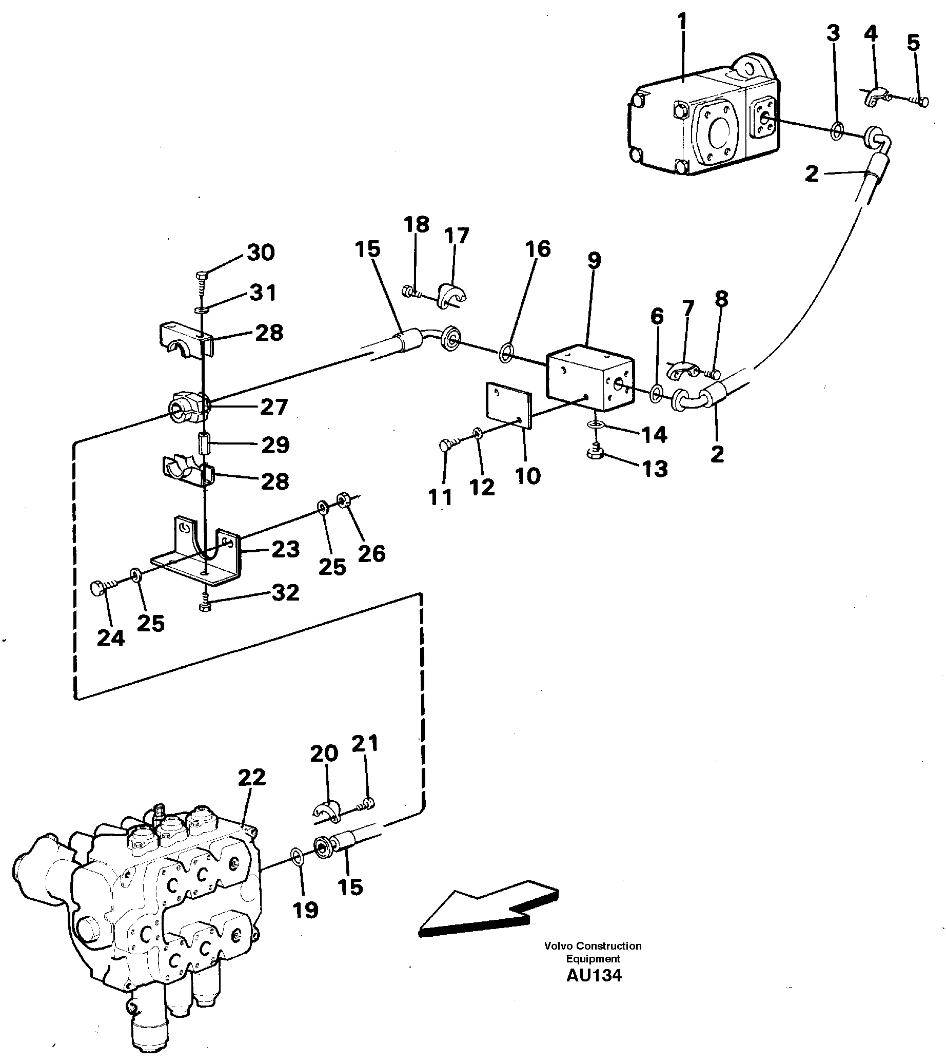 Hydraulic system, feed line — volvo parts diagram