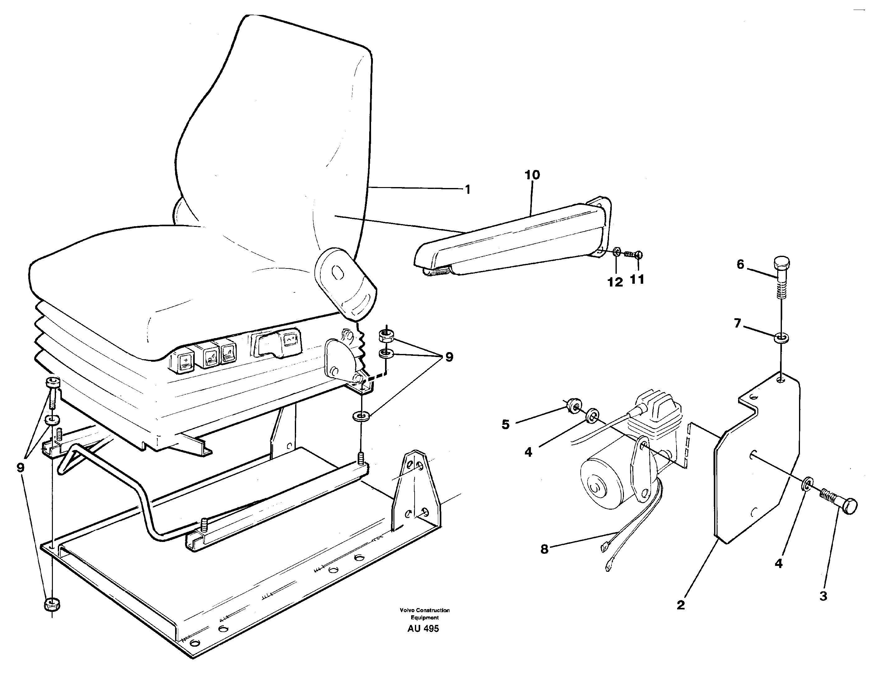 Operator's seat, heated, air suspensioned.  94907 — volvo parts diagram