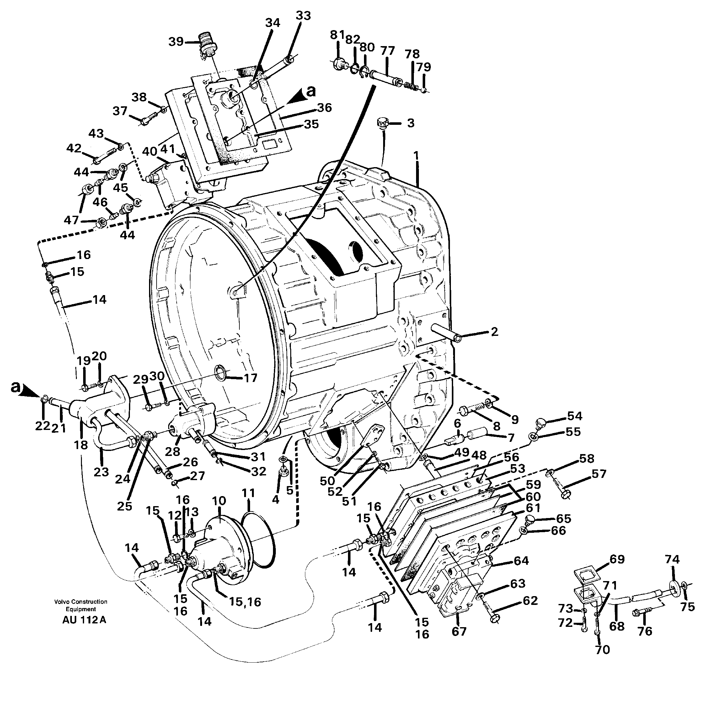 Converter housing with fitting parts — volvo parts diagram