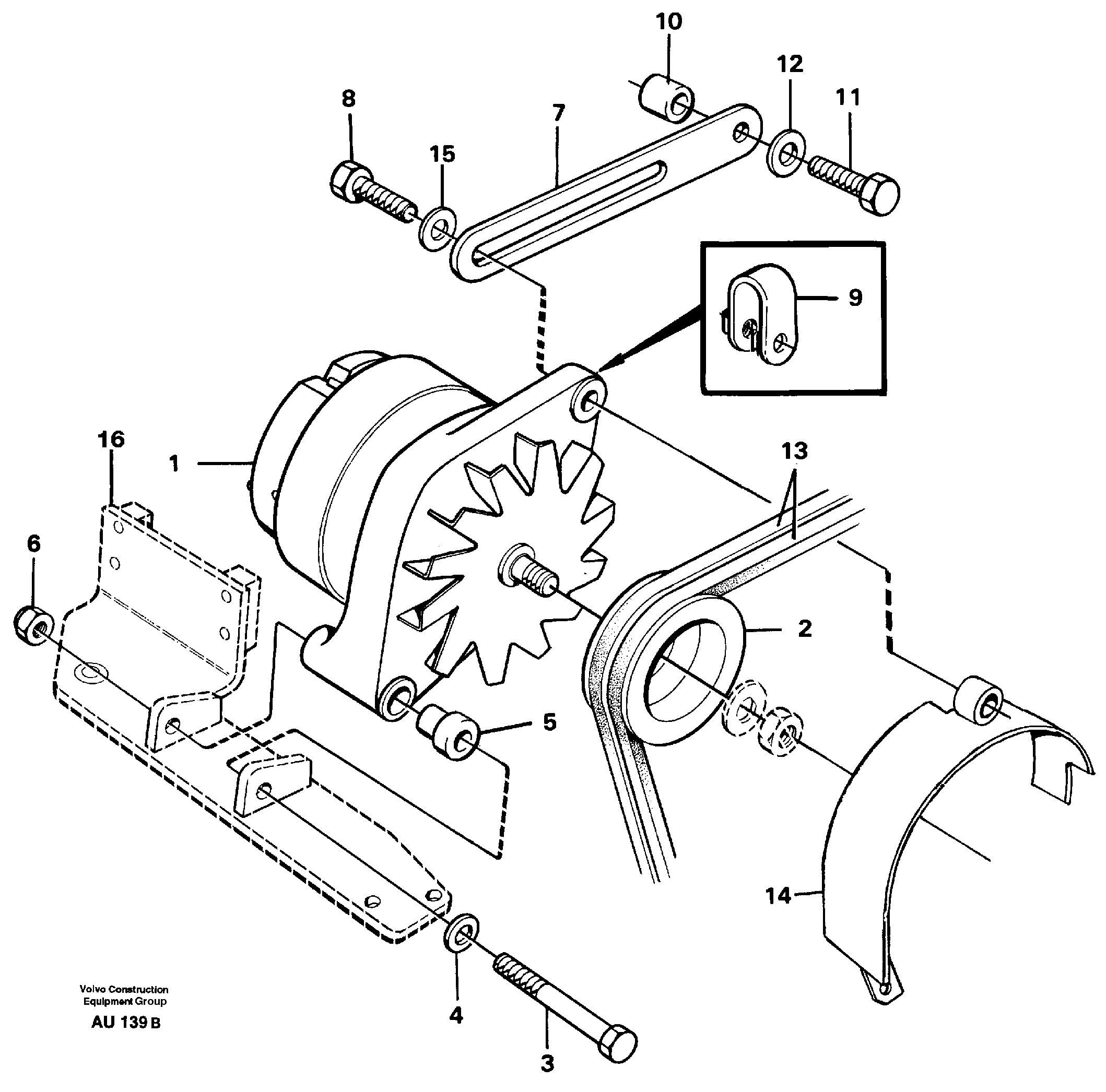 Alternator with assembling details — volvo parts diagram