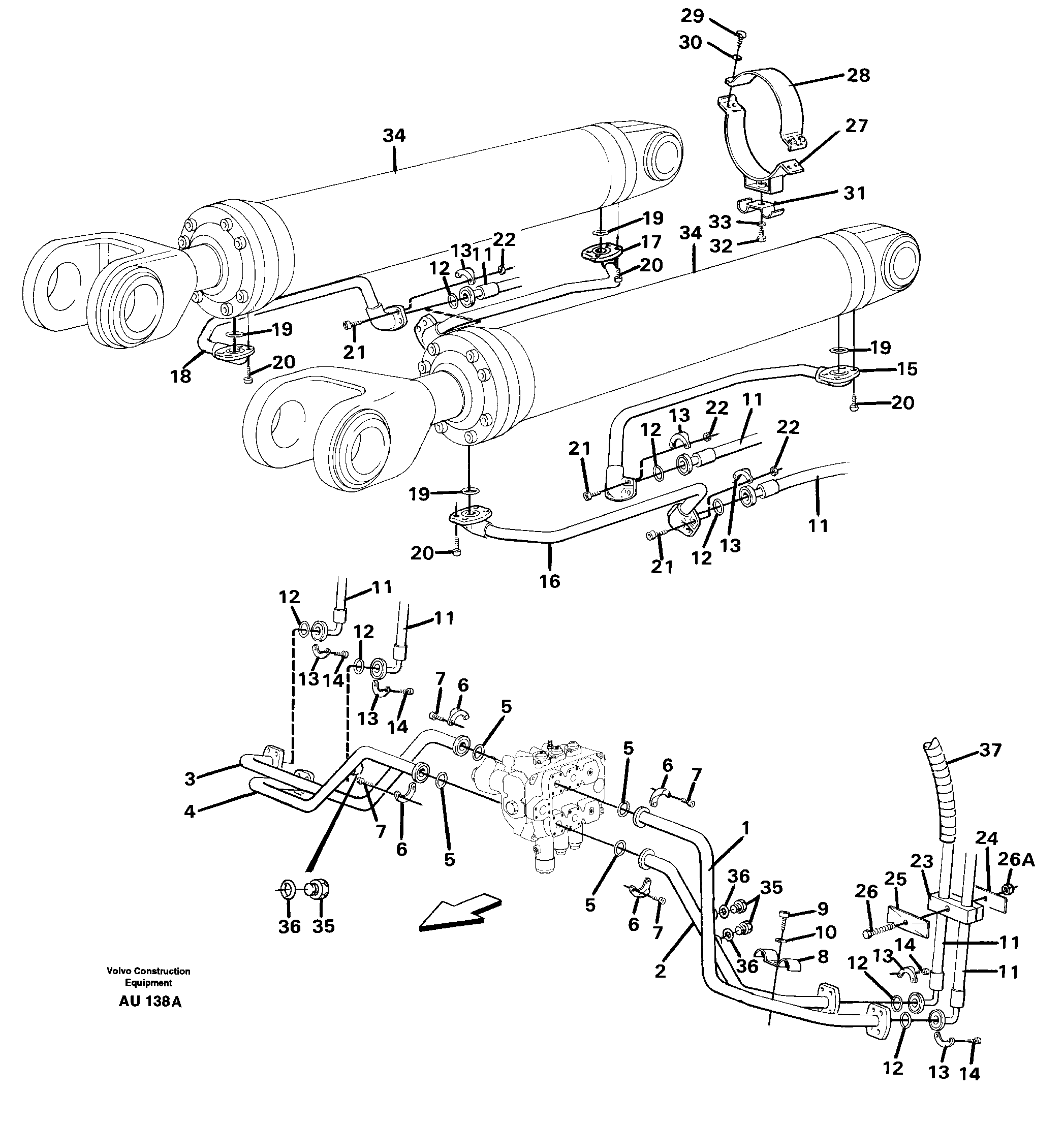 Hydraulic system, lift function — volvo parts diagram