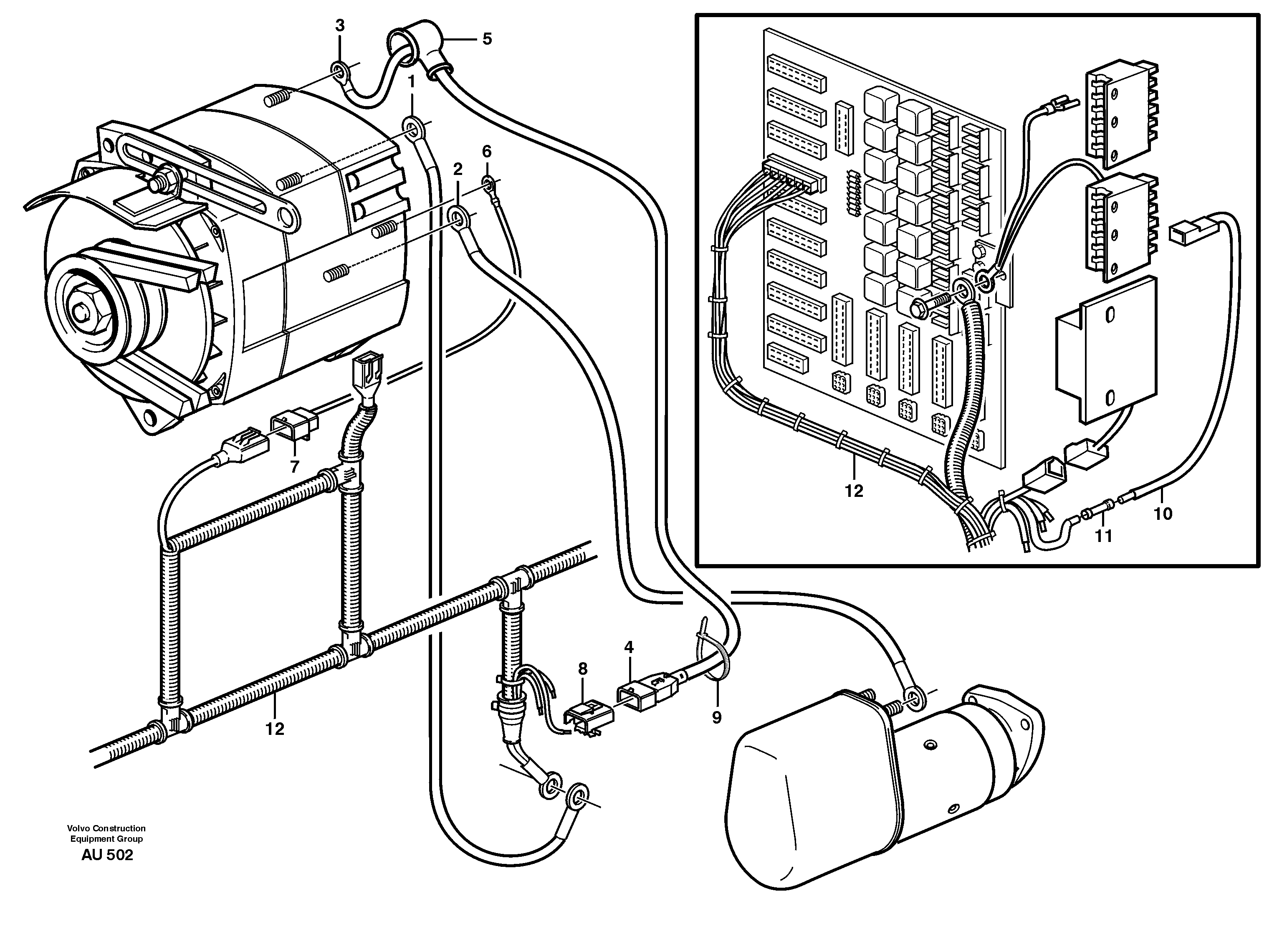Cable harnesses, alternator 100a.  80105 — volvo parts diagram