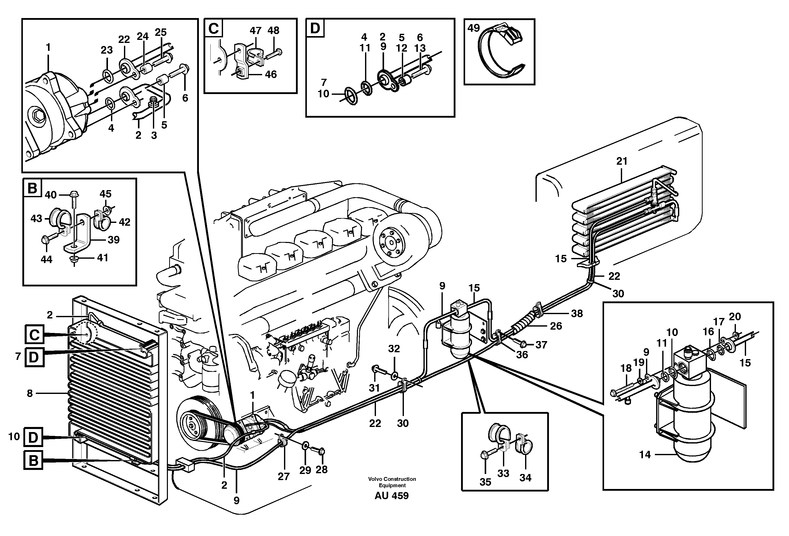 Air conditioning.  93921, 93956 — volvo parts diagram