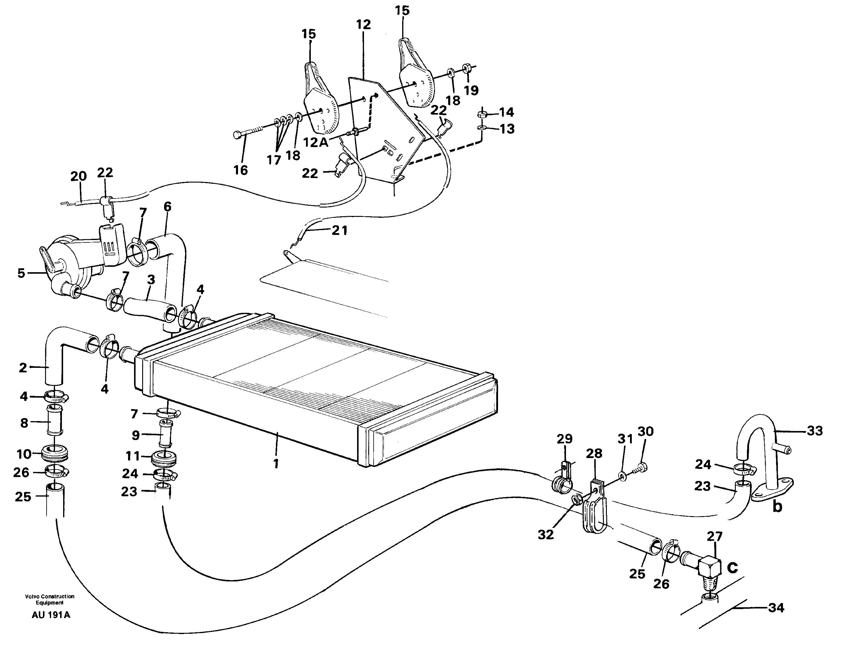Radiator and control — volvo parts diagram
