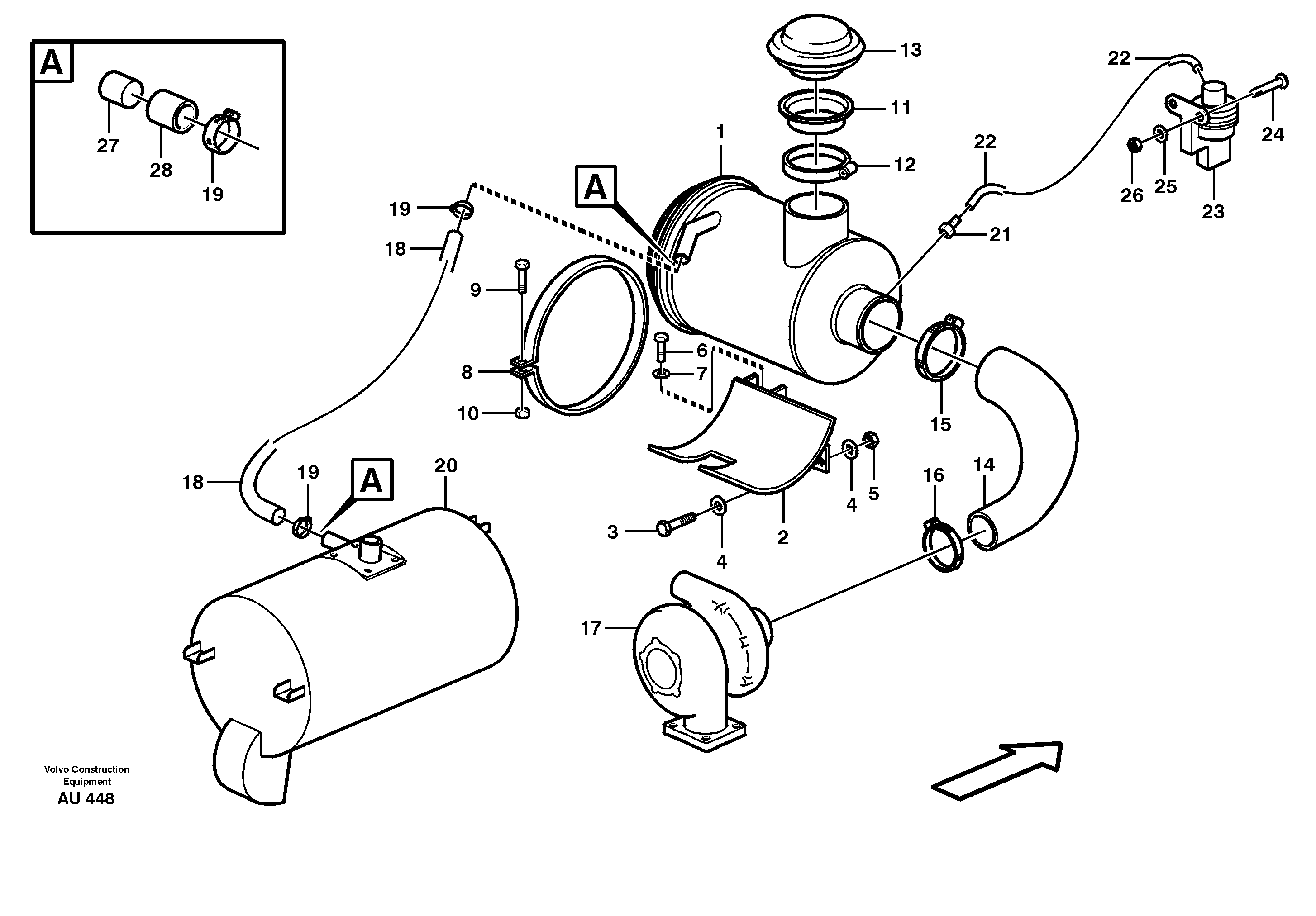 Air filter with fitting parts — volvo parts diagram