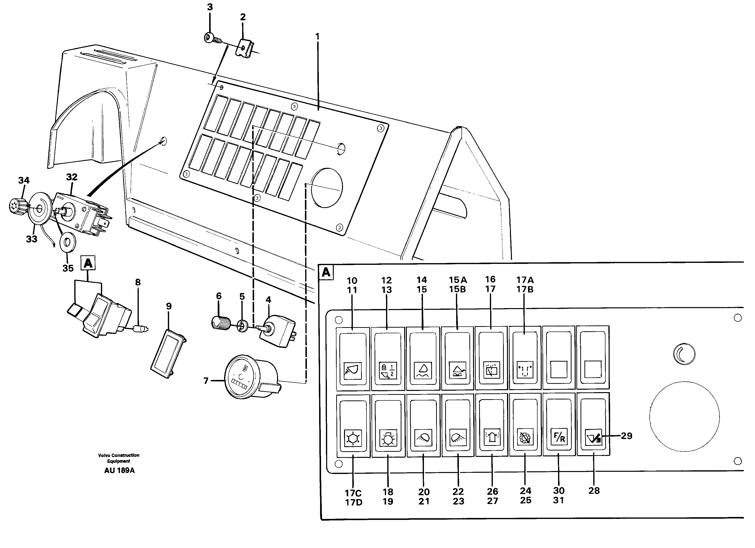 Switch panel — volvo parts diagram