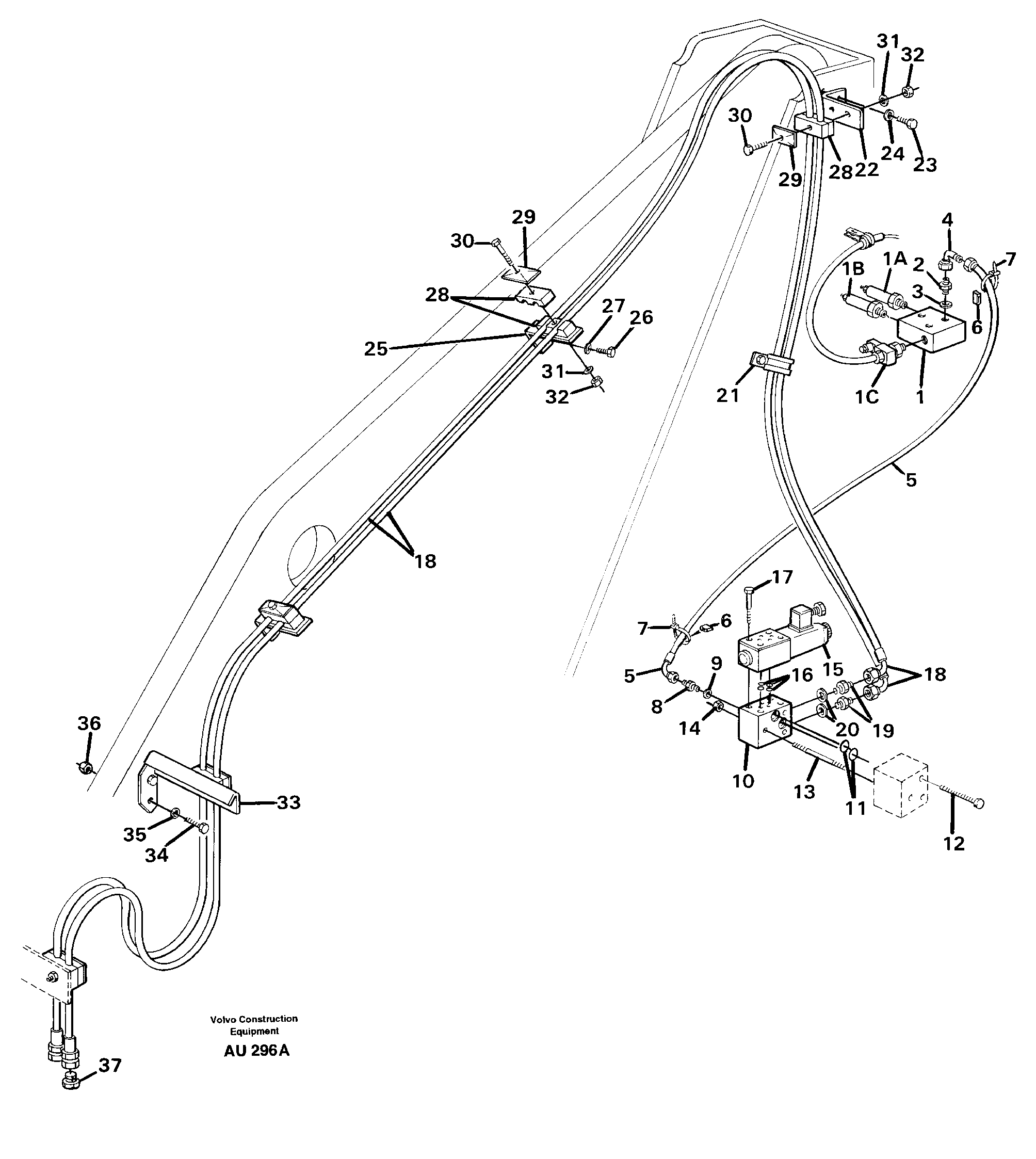 Hydraulic system for attachment bracket. 91718, 94657, 94658, 94659, 94467, 92250 — volvo parts diagram