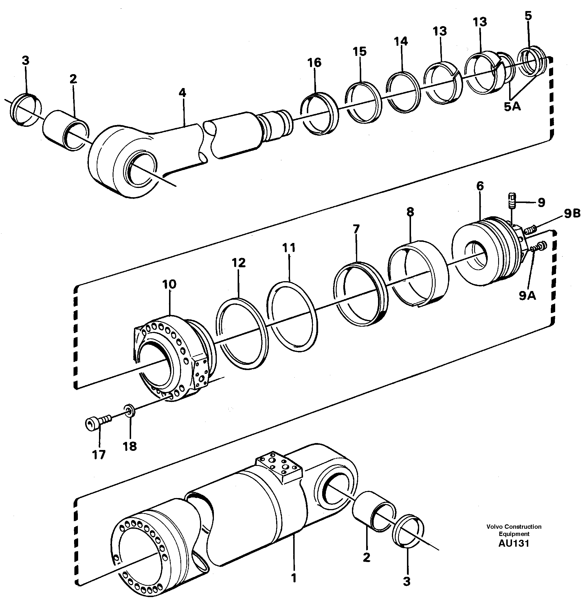 Hydraulic cylinder, tilt STD, USA, 94575 — volvo parts diagram