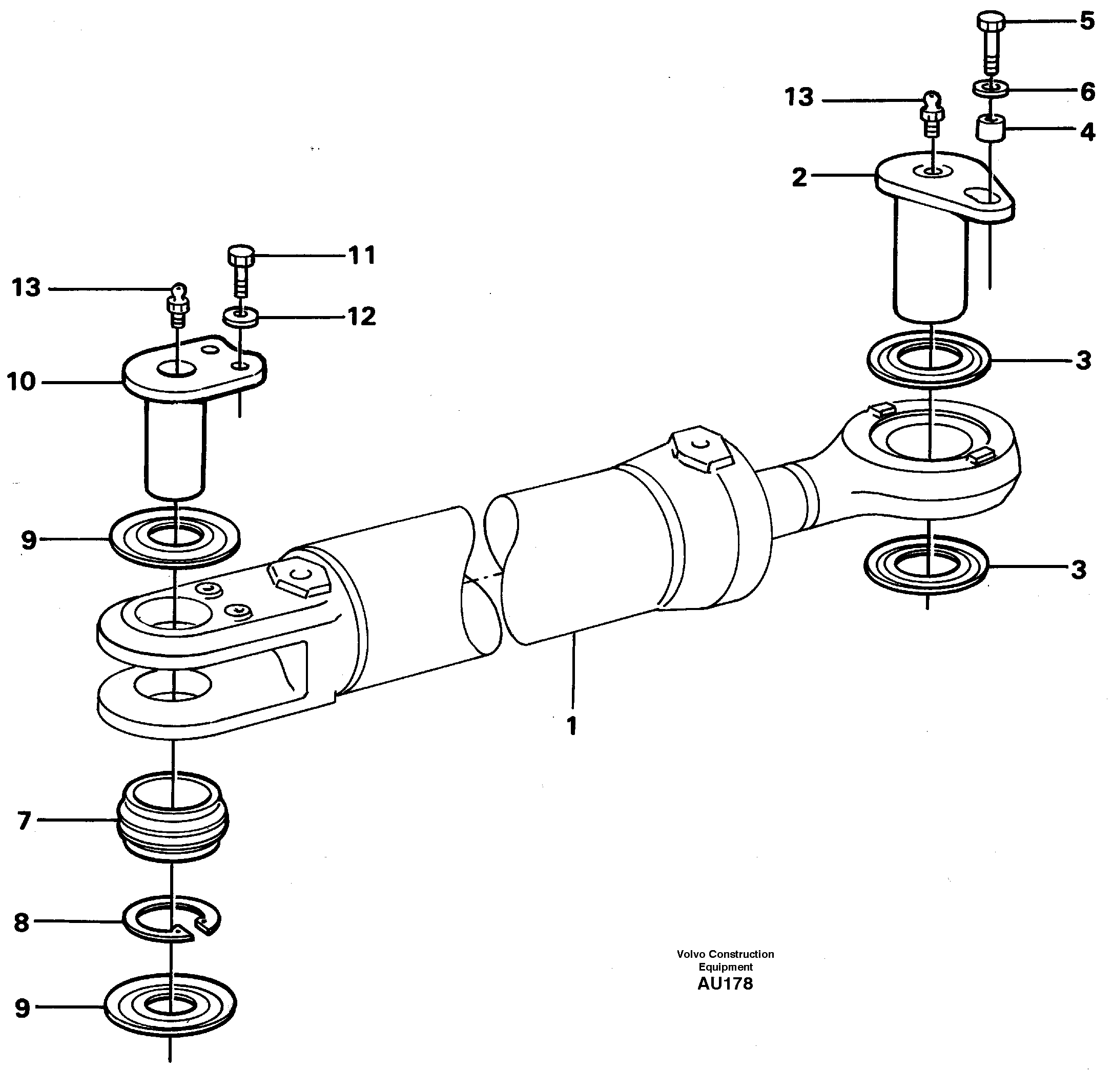 Hydraulic cylinder with fitting parts — volvo parts diagram