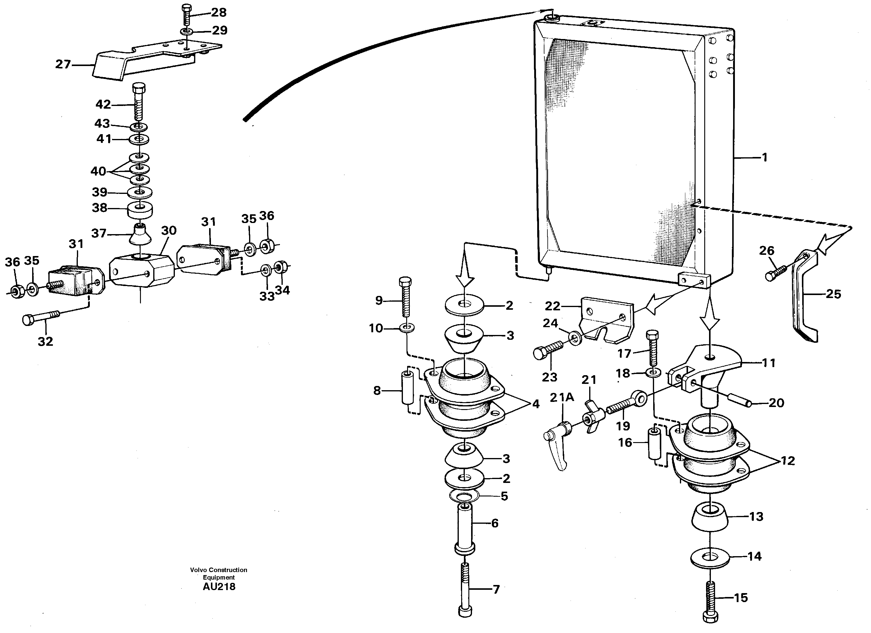 Radiator with fitting parts — volvo parts diagram