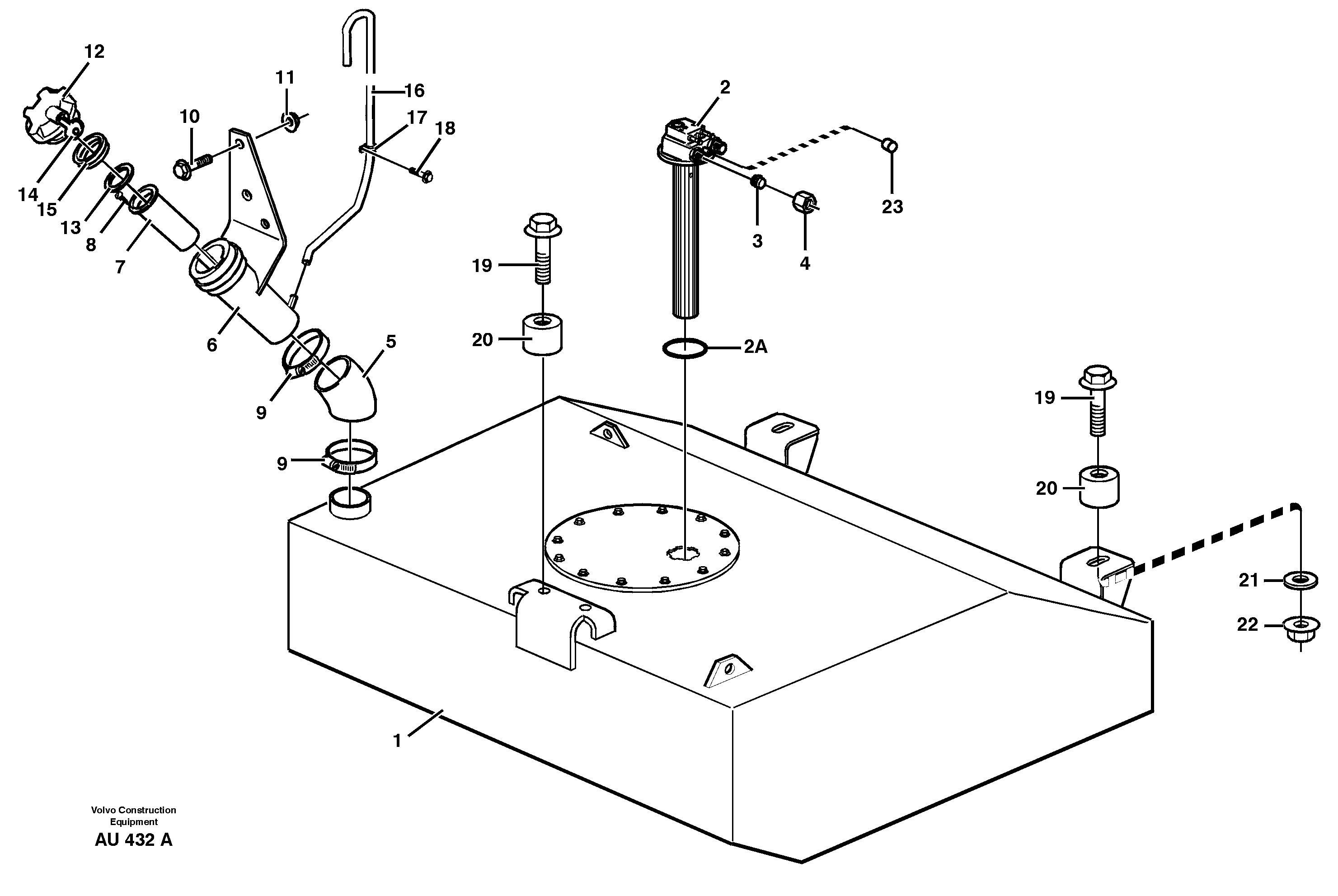 Fuel tank with fitting parts — volvo parts diagram