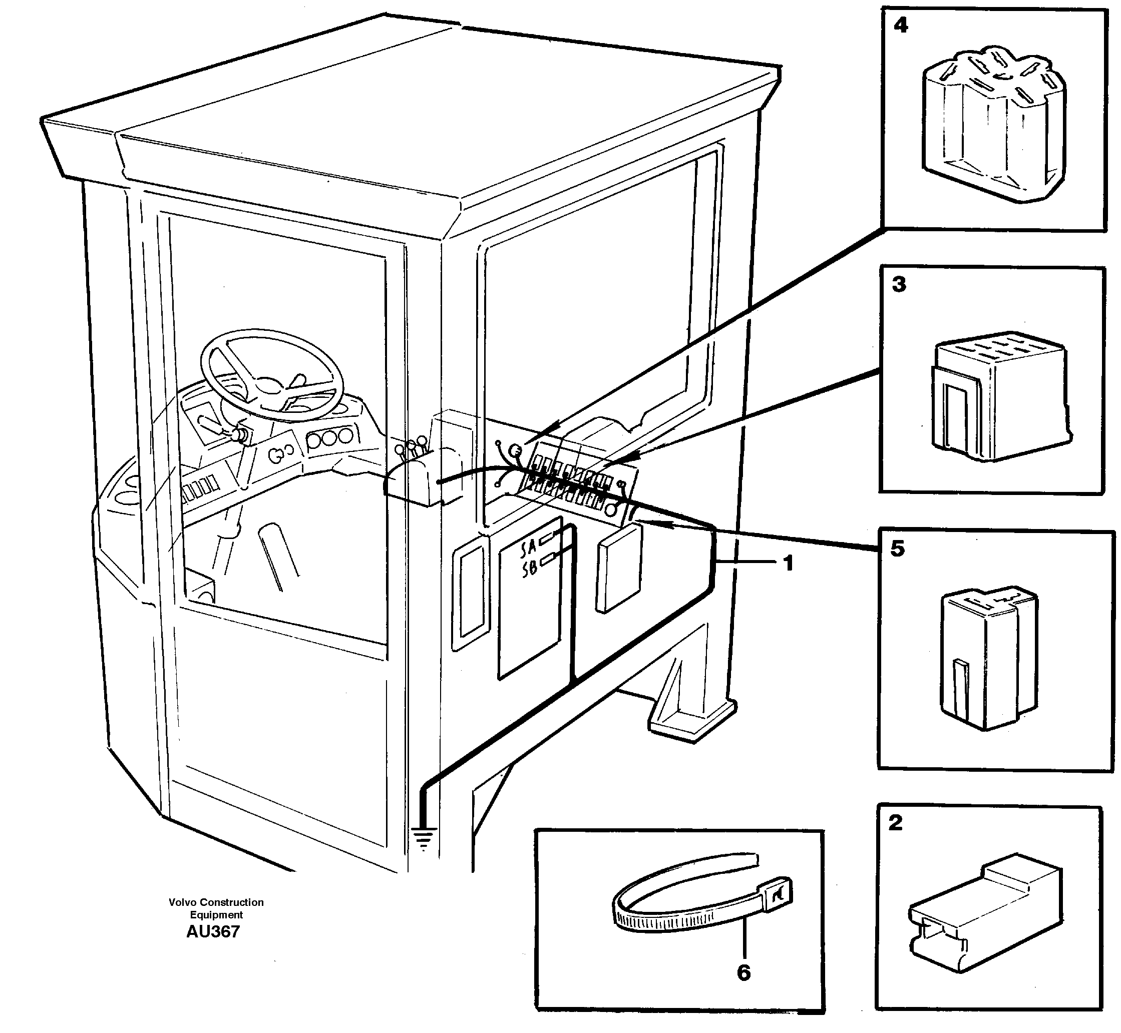 Cable harnesses, cab — volvo parts diagram