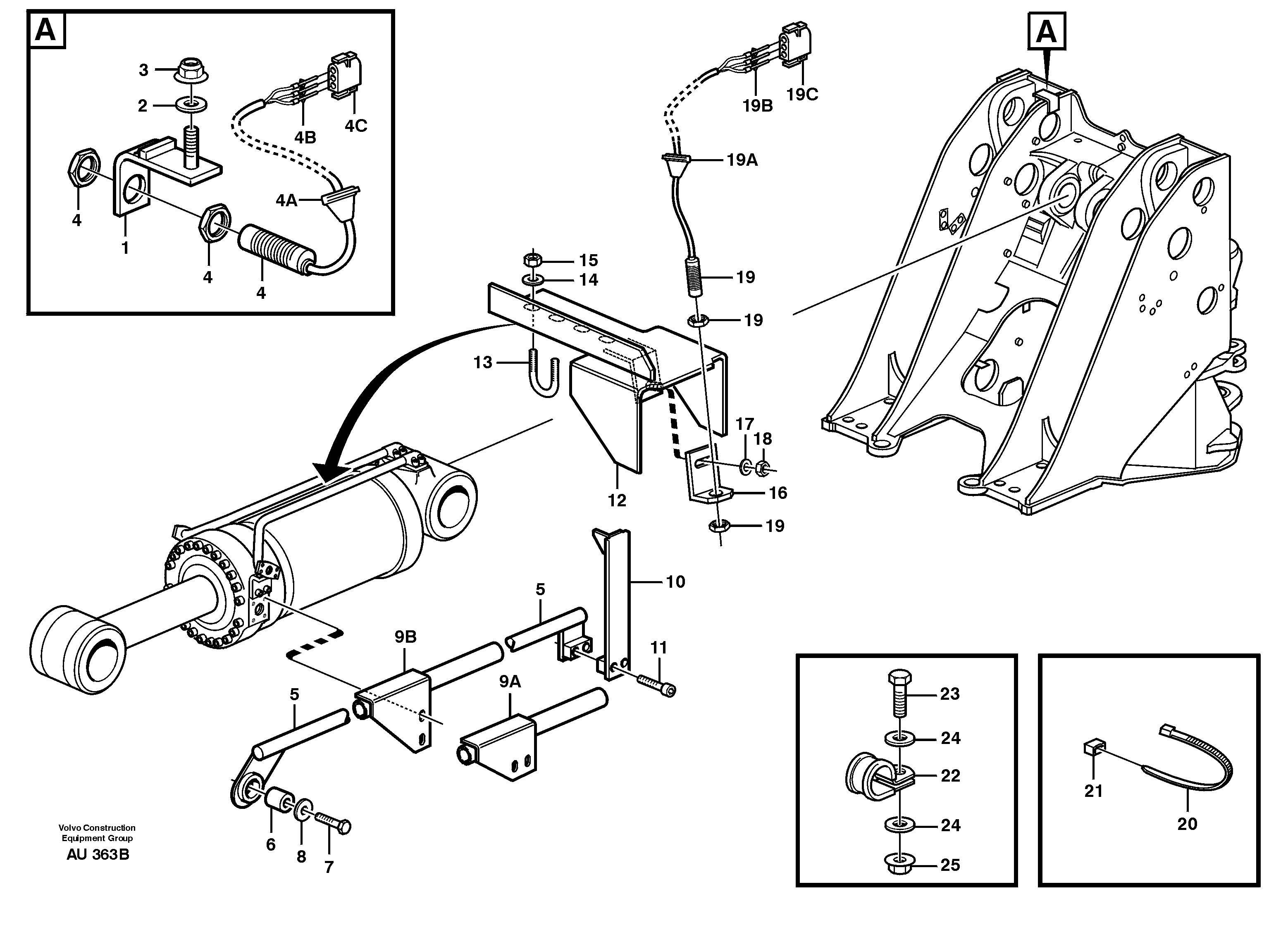 Boom kickout and bucket positioner. — volvo parts diagram