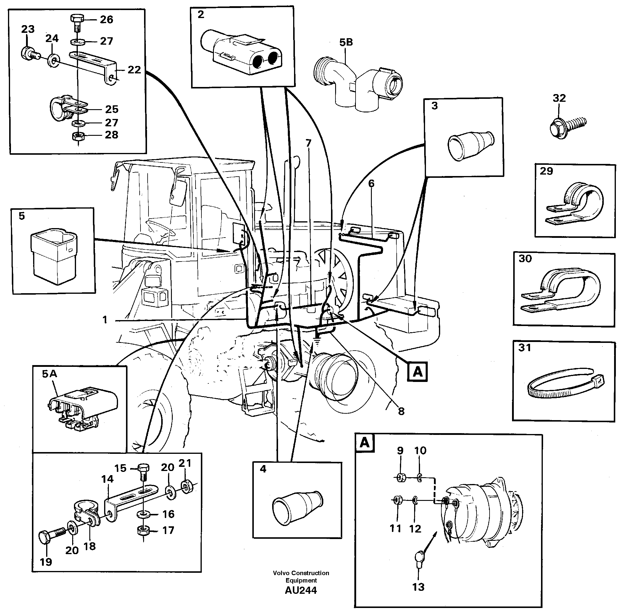 Cable harnesses, rear — volvo parts diagram