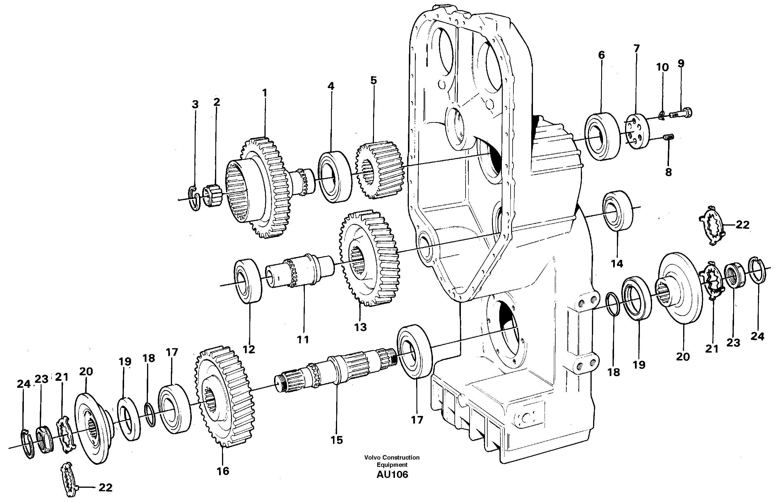 Transfer case, gears and shafts — volvo parts diagram