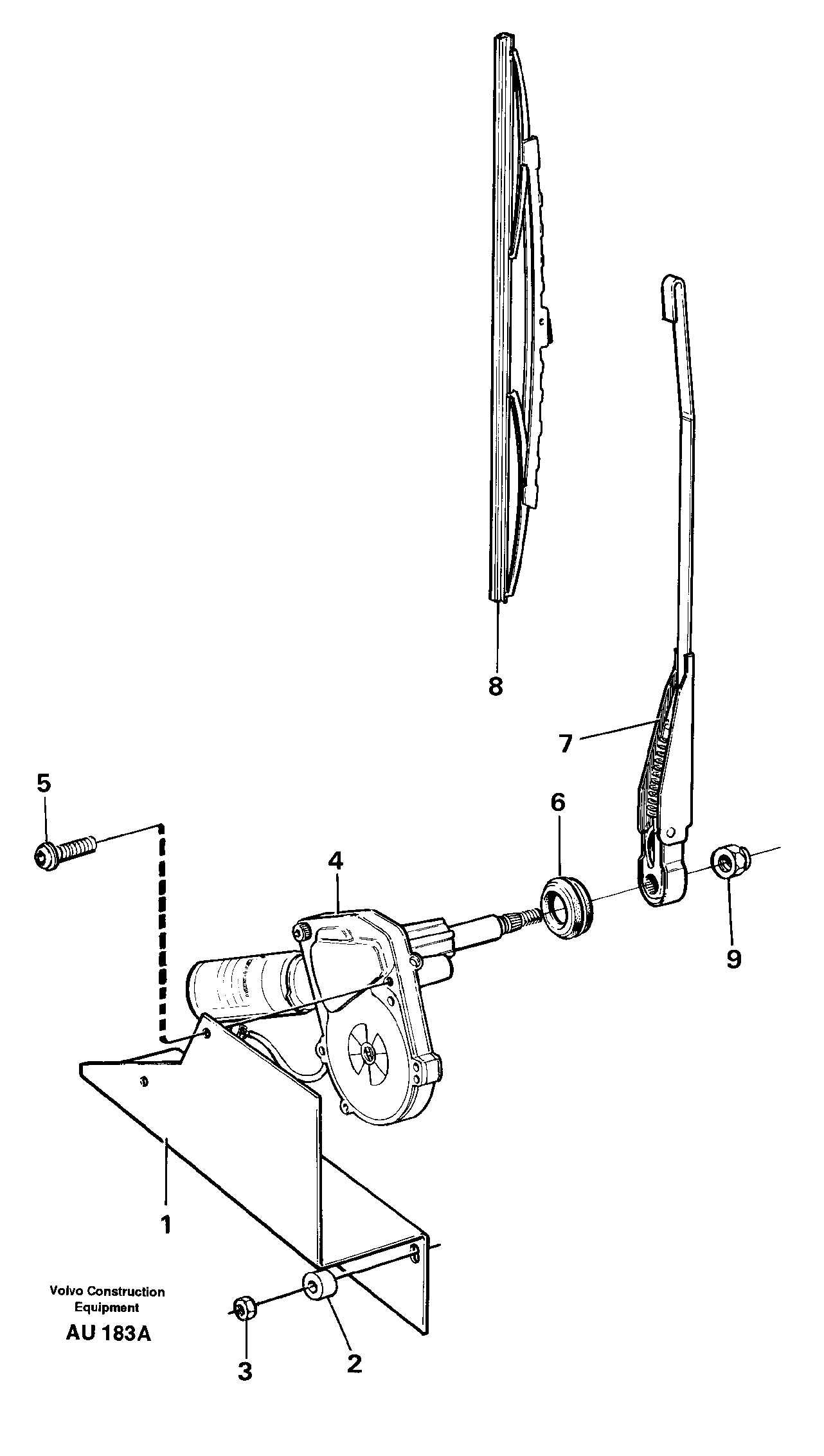 Windshield wiper, rear — volvo parts diagram
