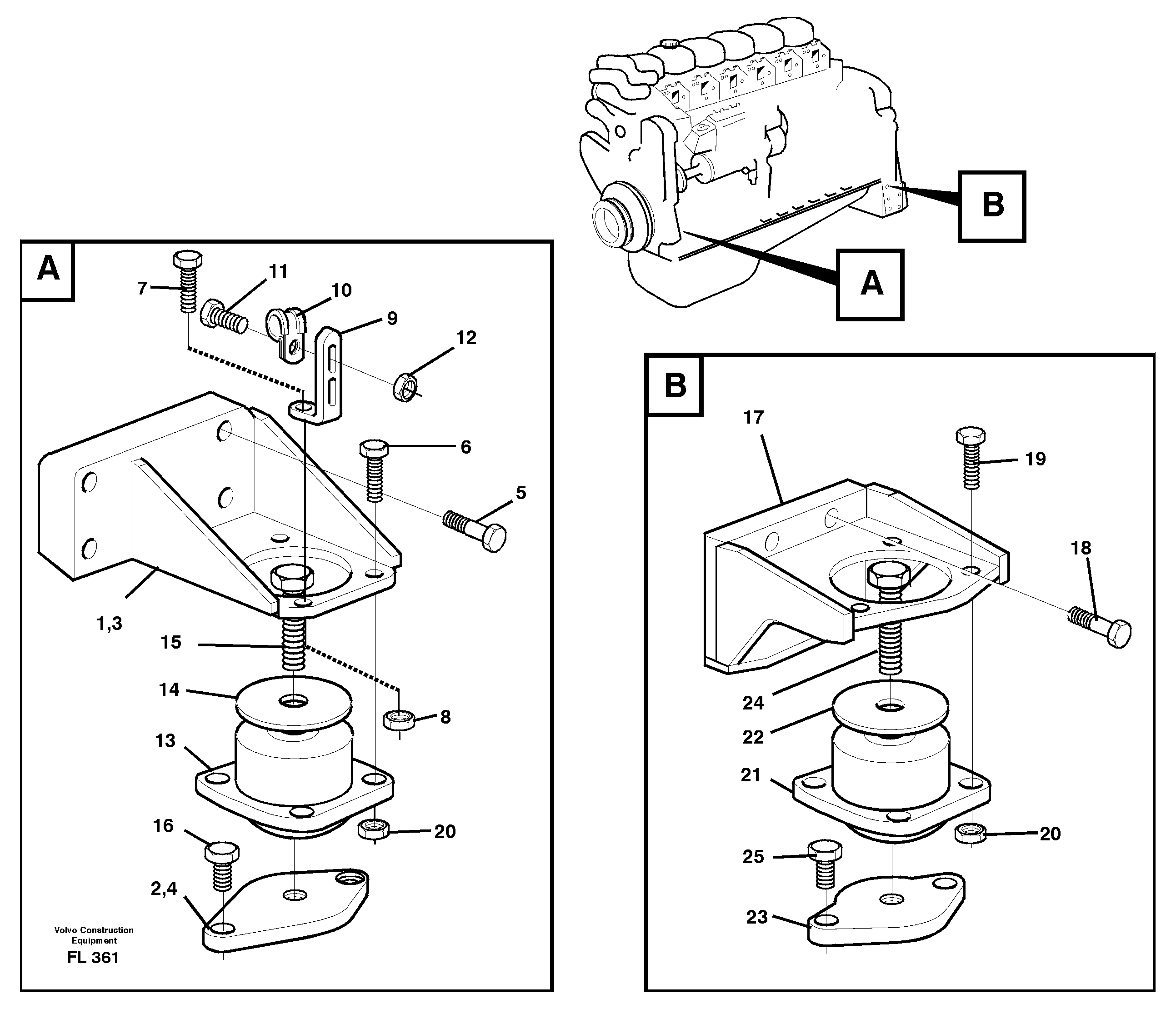 Engine mounting SER NO 1770- — volvo parts diagram