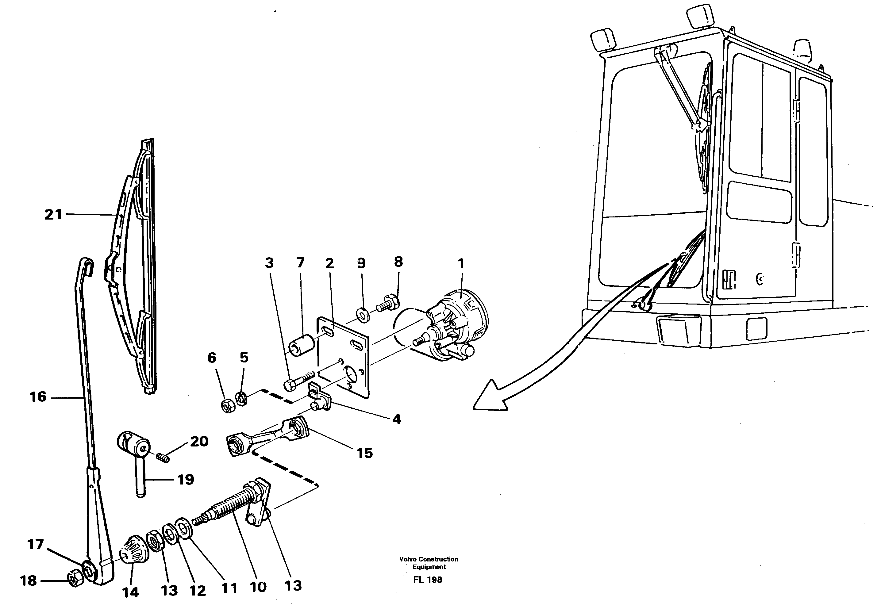 Windscreen wiper, lower — volvo parts diagram