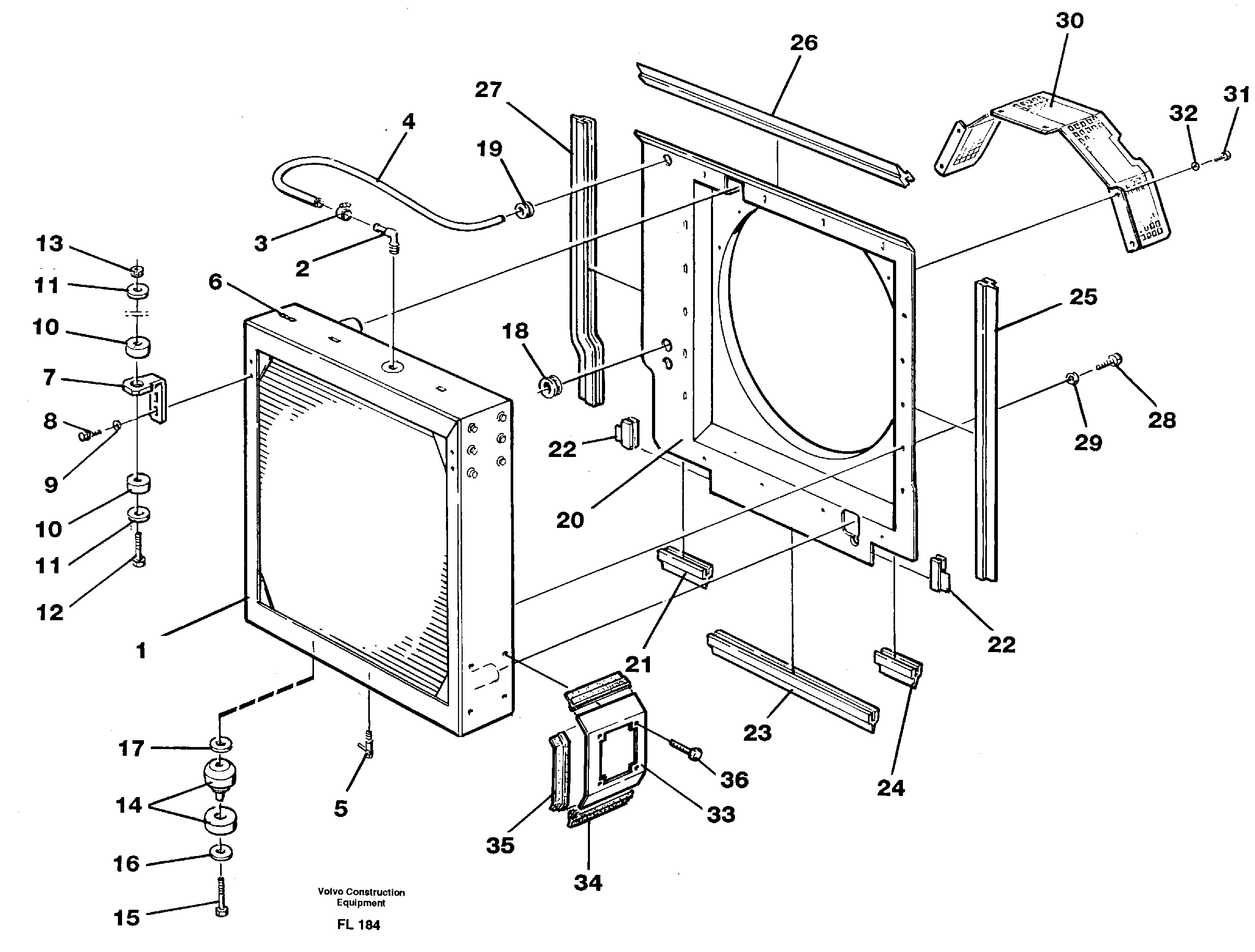 Radiator with fitting parts — volvo parts diagram