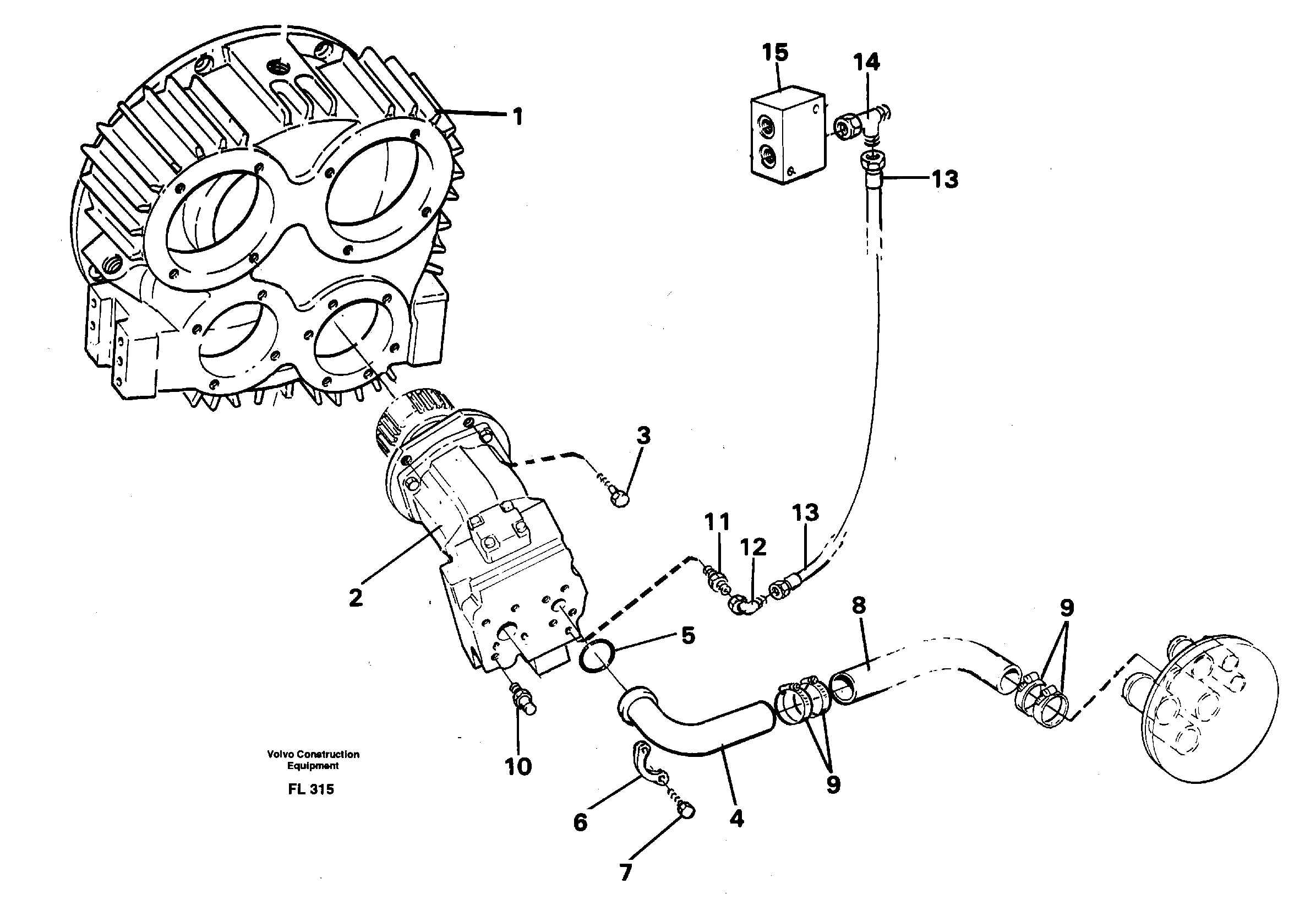 Hydraulic system, suction lines, P4  14263129, 14264947 — volvo parts diagram