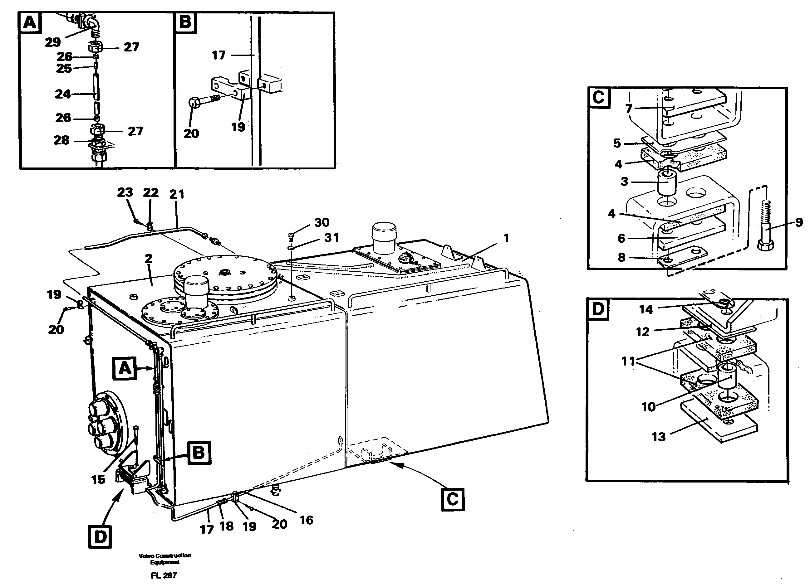 Fuel tank with fitting parts — volvo parts diagram