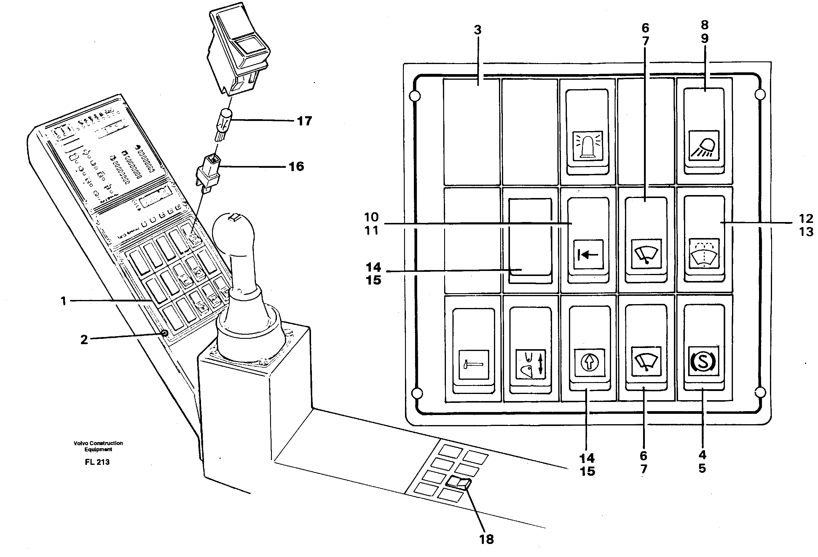 Rocker switch panel — volvo parts diagram