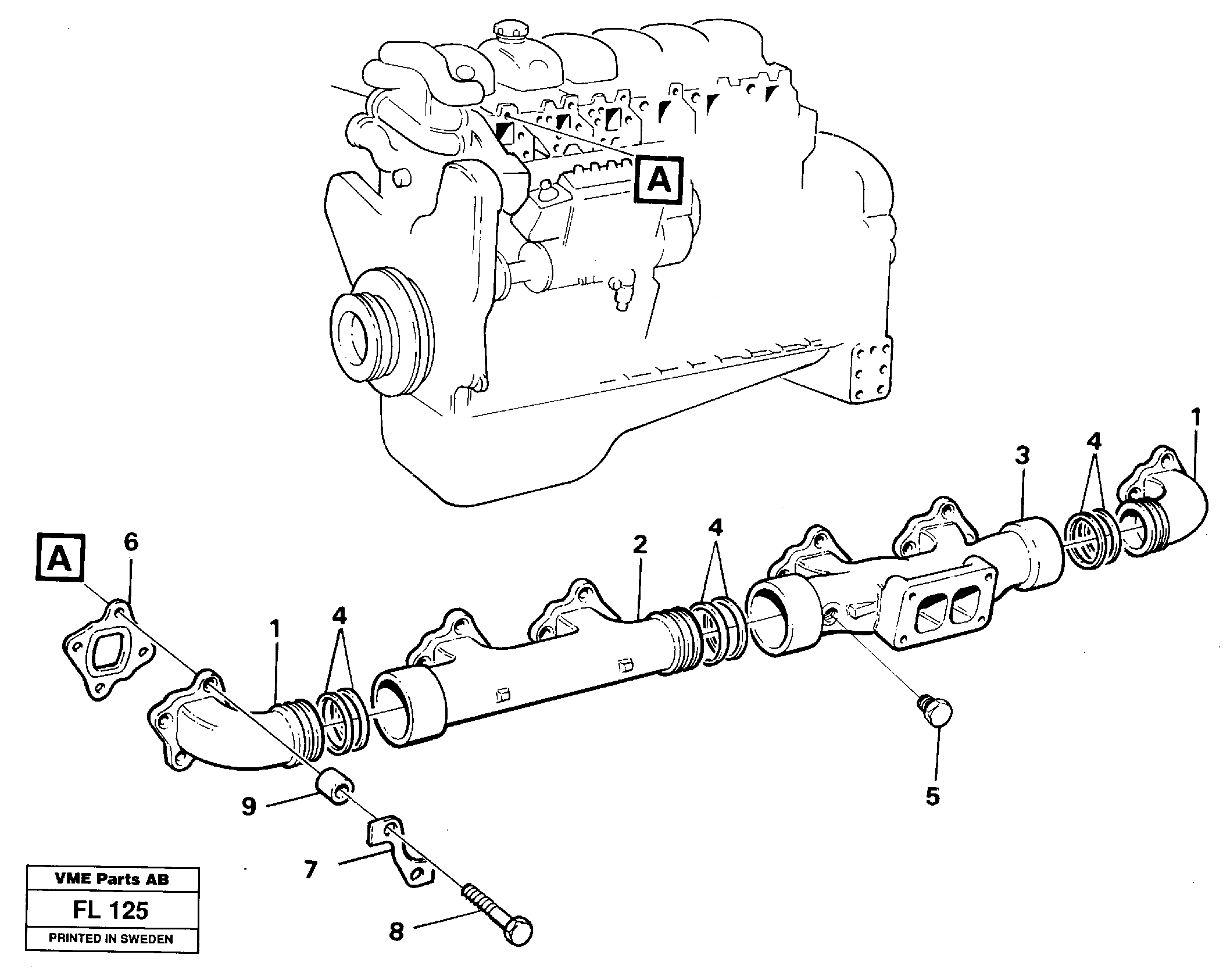 Exhaust pipe — volvo parts diagram