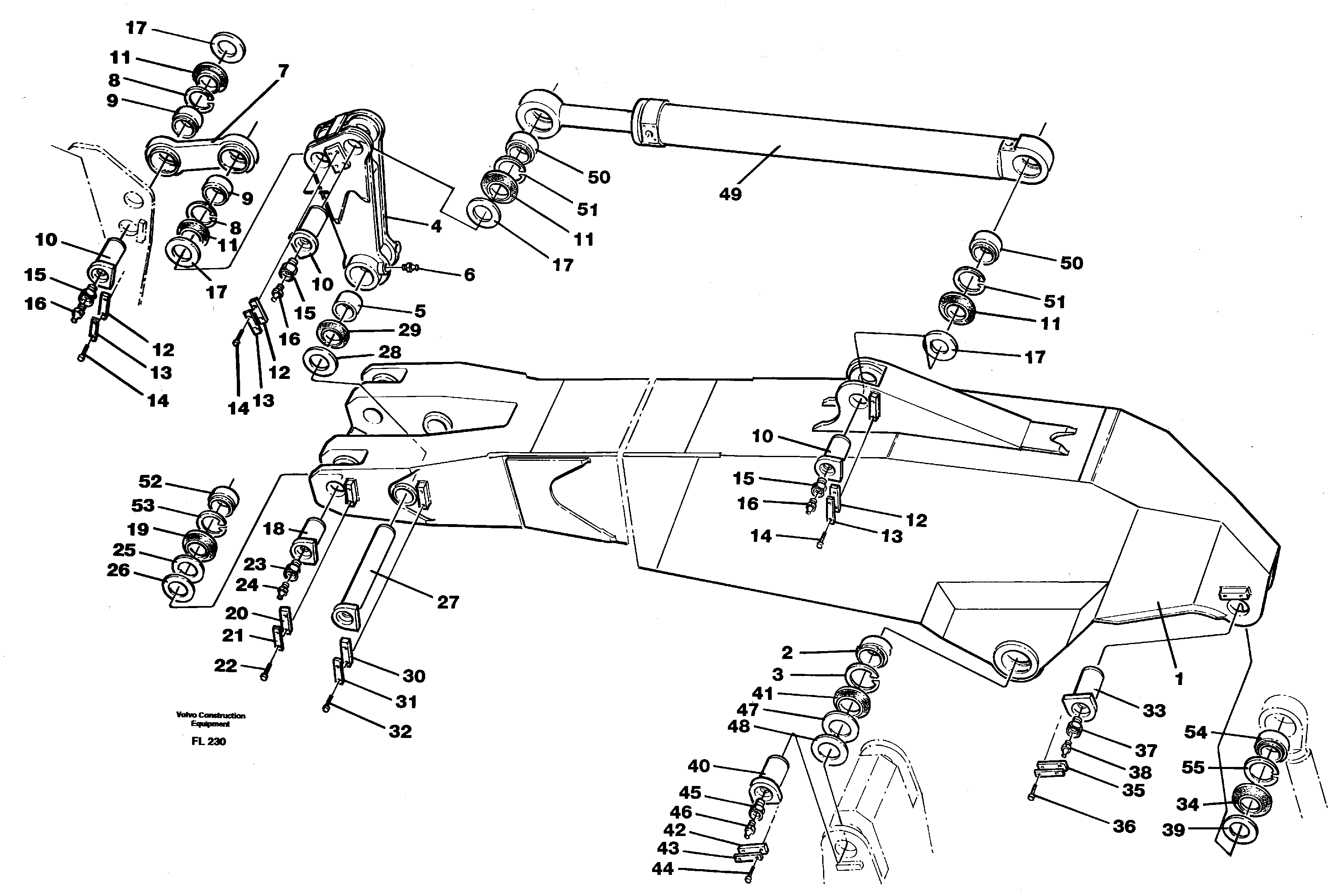 Backhoe dipper arm incl. connections, 2.5m 3.5m  14257473, 14257490 — volvo parts diagram