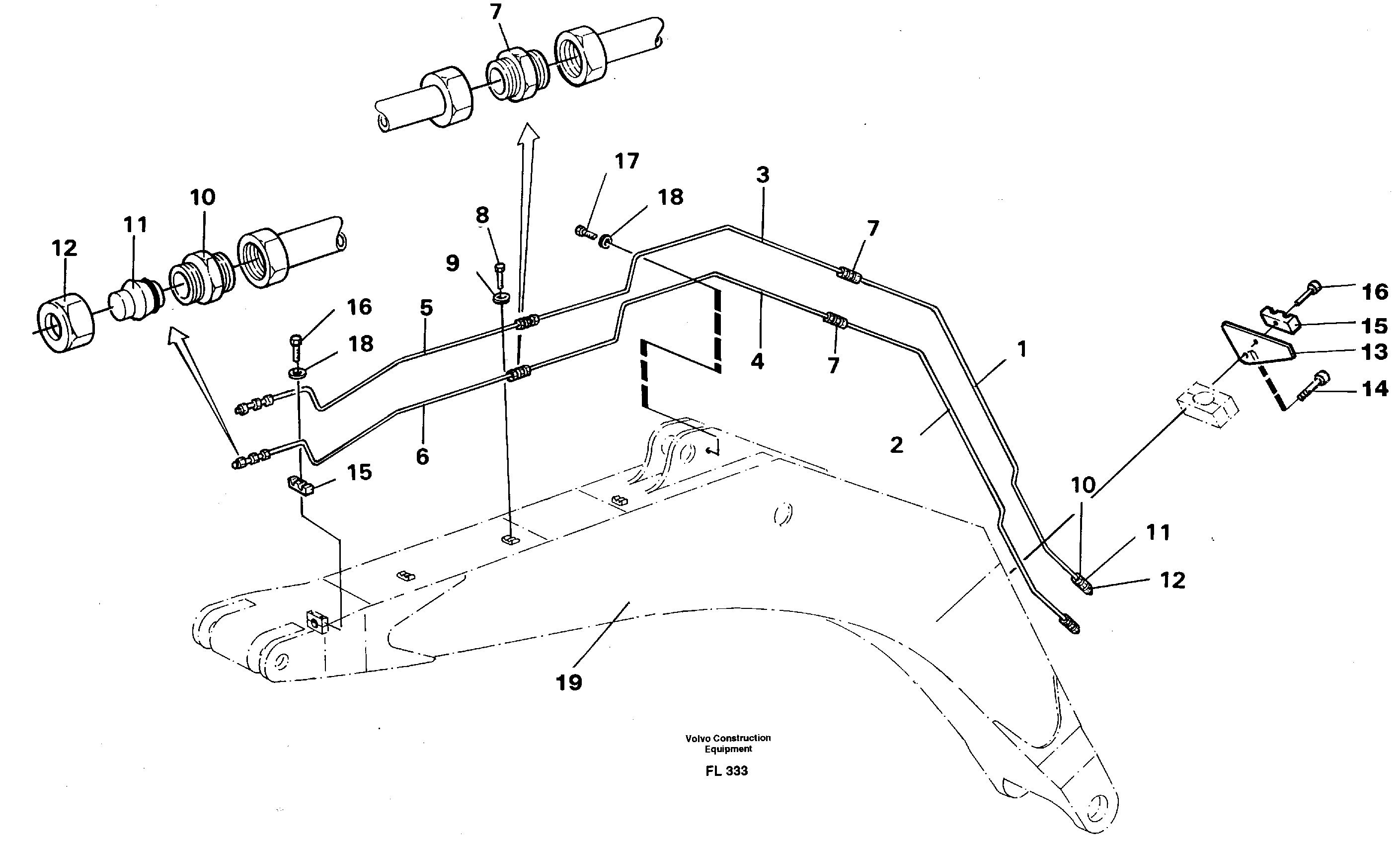 Hydr. quick fit equipm. on boom 6.65m  14263926 — volvo parts diagram