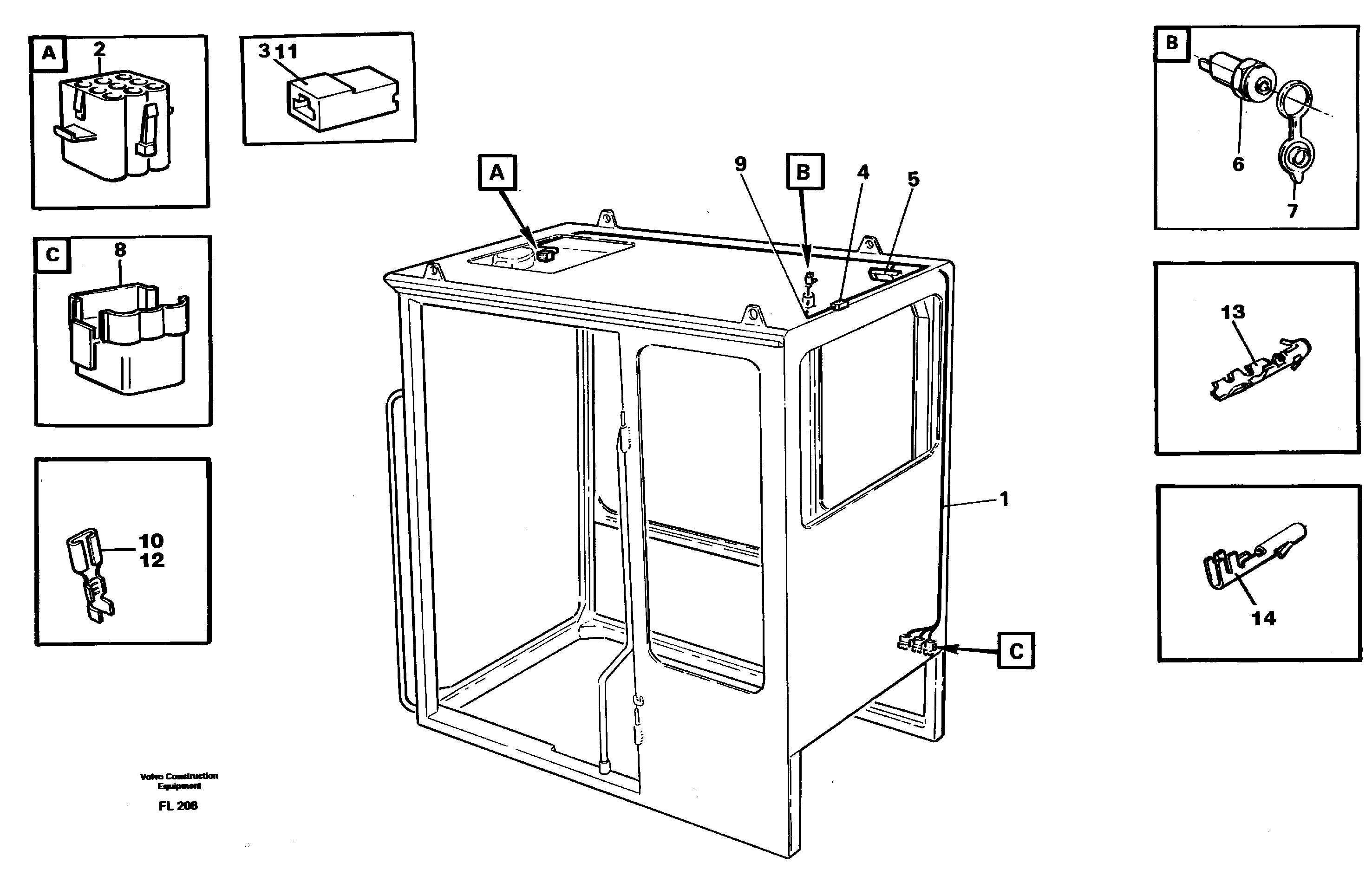 Cable harnesses, cab — volvo parts diagram