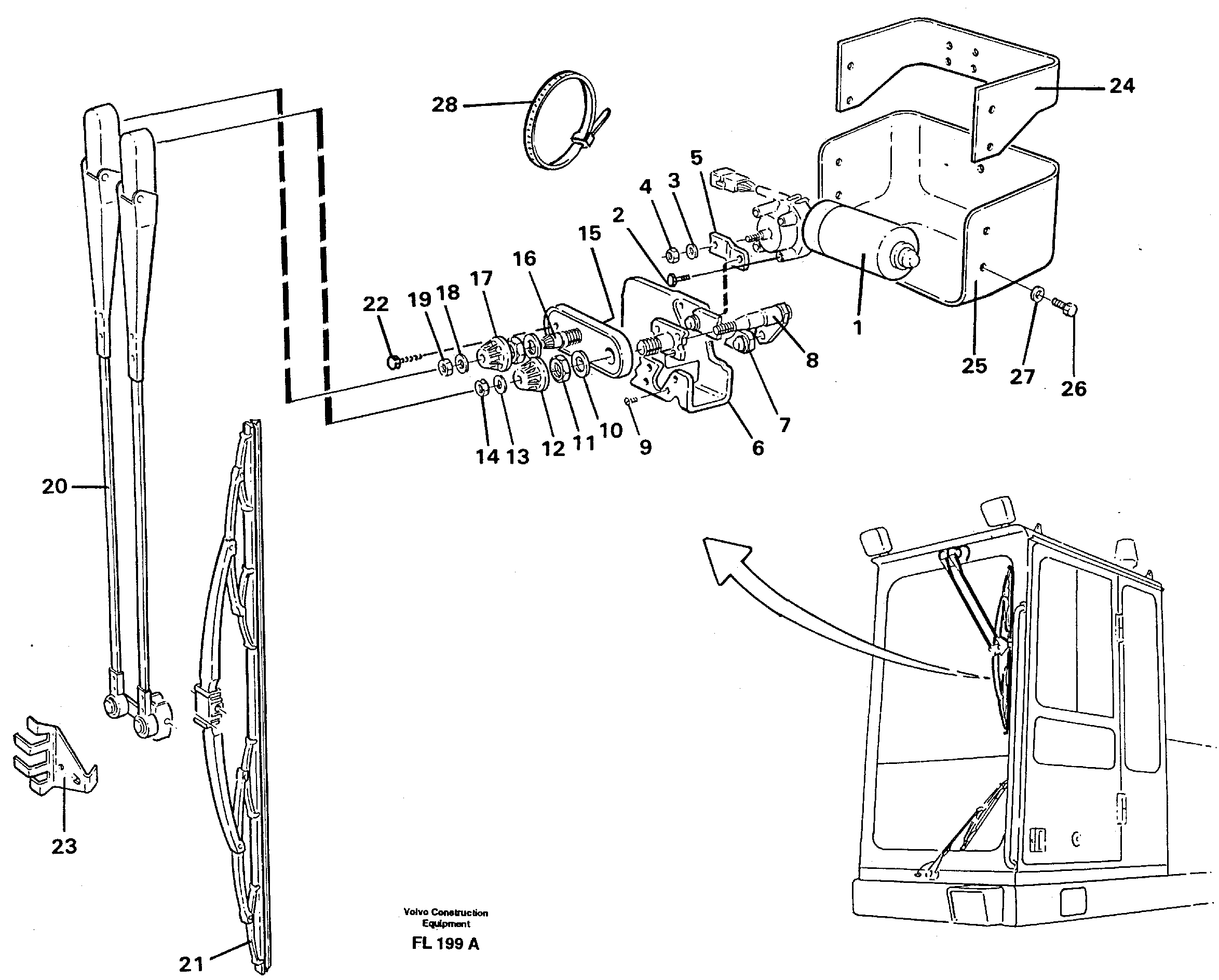 Windscreen wiper, upper — volvo parts diagram