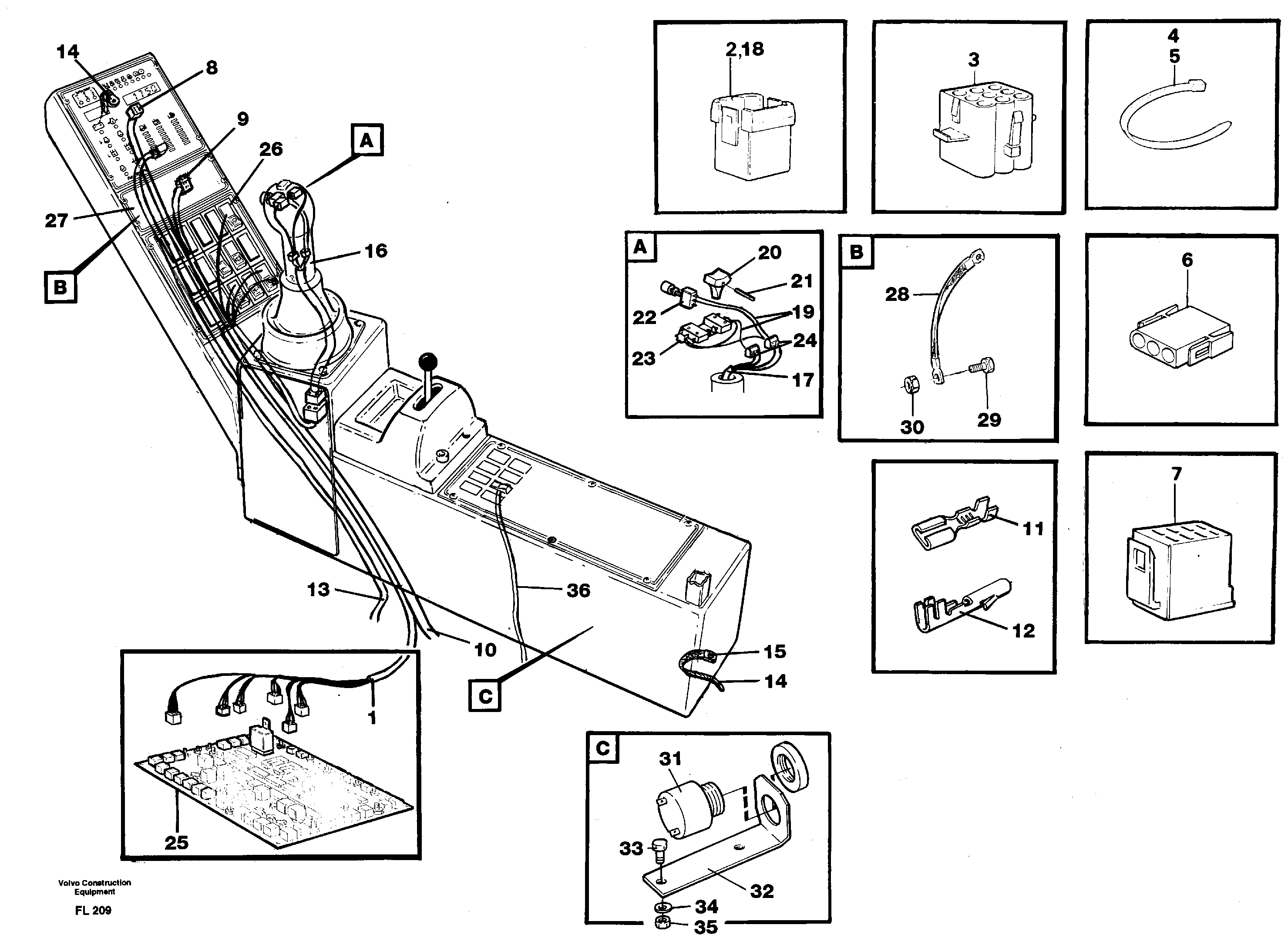 Cable harness, side panel, right — volvo parts diagram