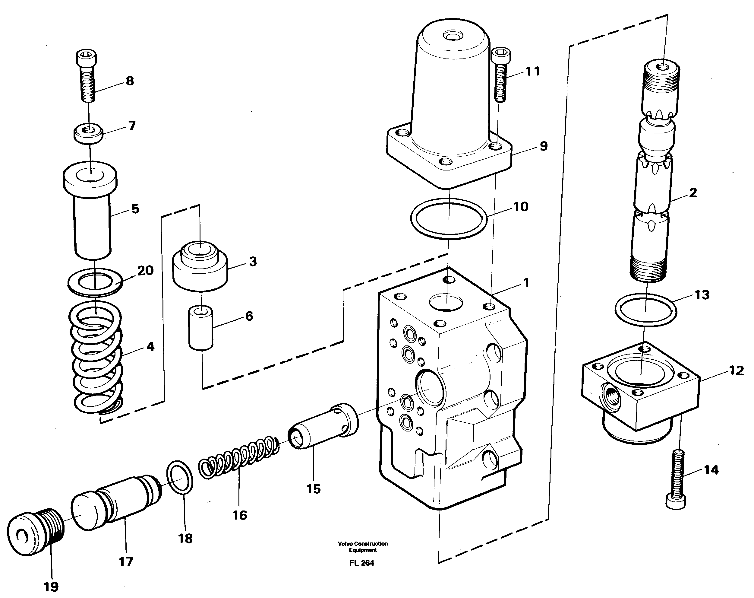 Four-way valve, bucket secondary — volvo parts diagram