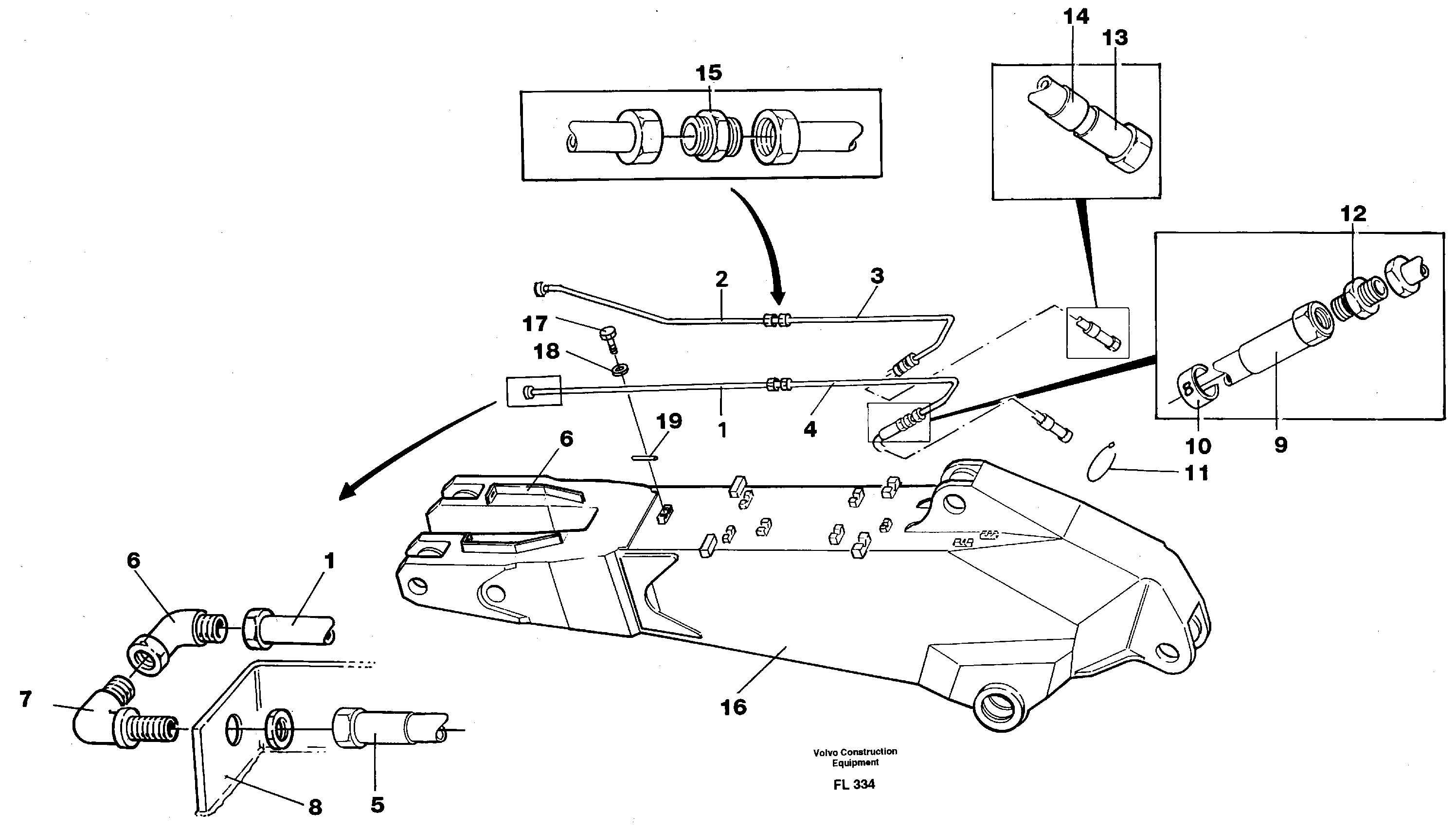 Hydr. quick fit equipm. on dipper arm, 2.50m, 3.50m  14249770, 14256616 — volvo parts diagram