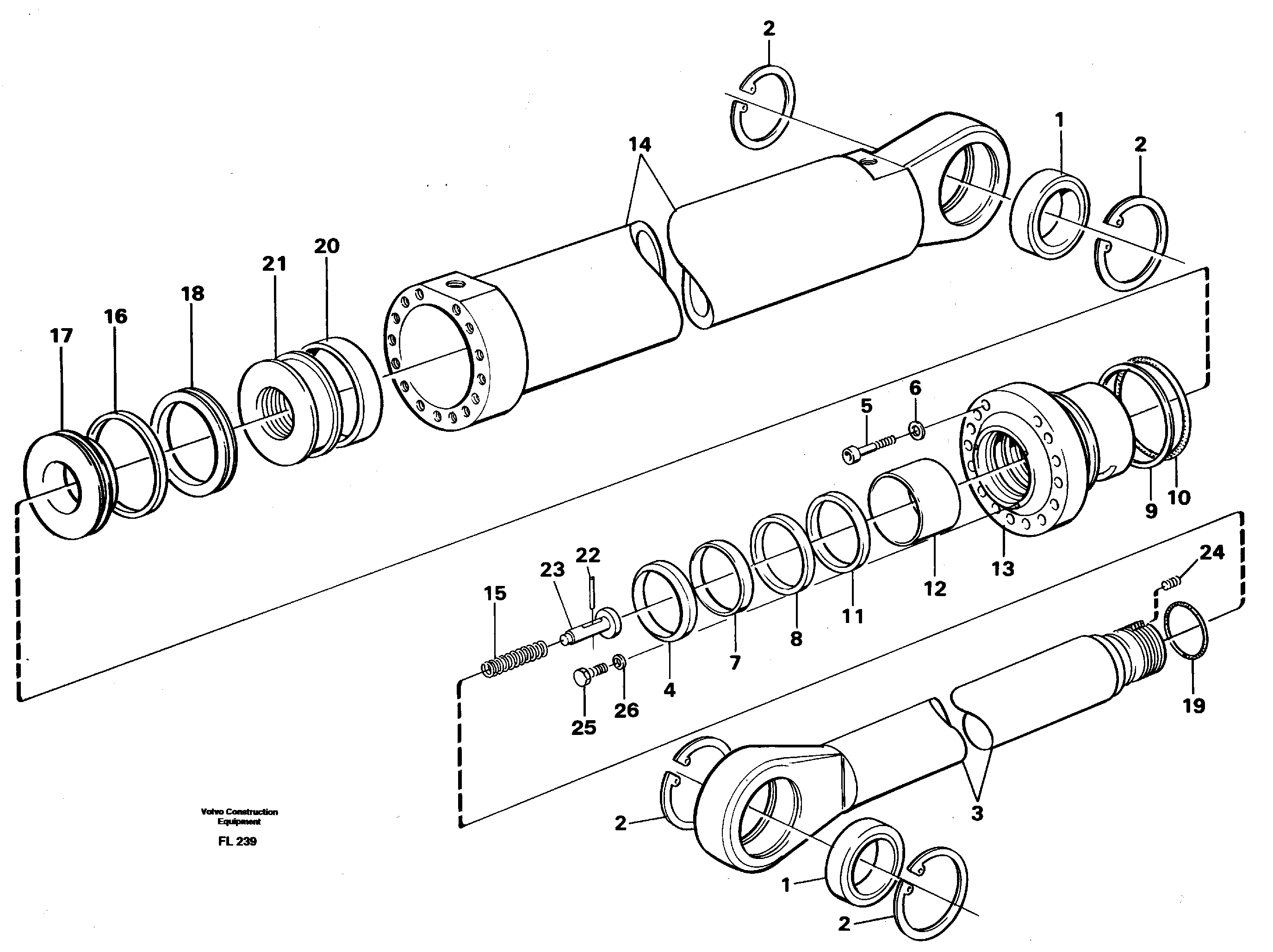 Dipper arm cylinder, material handling equipment  14264163, 14264164 — volvo parts diagram