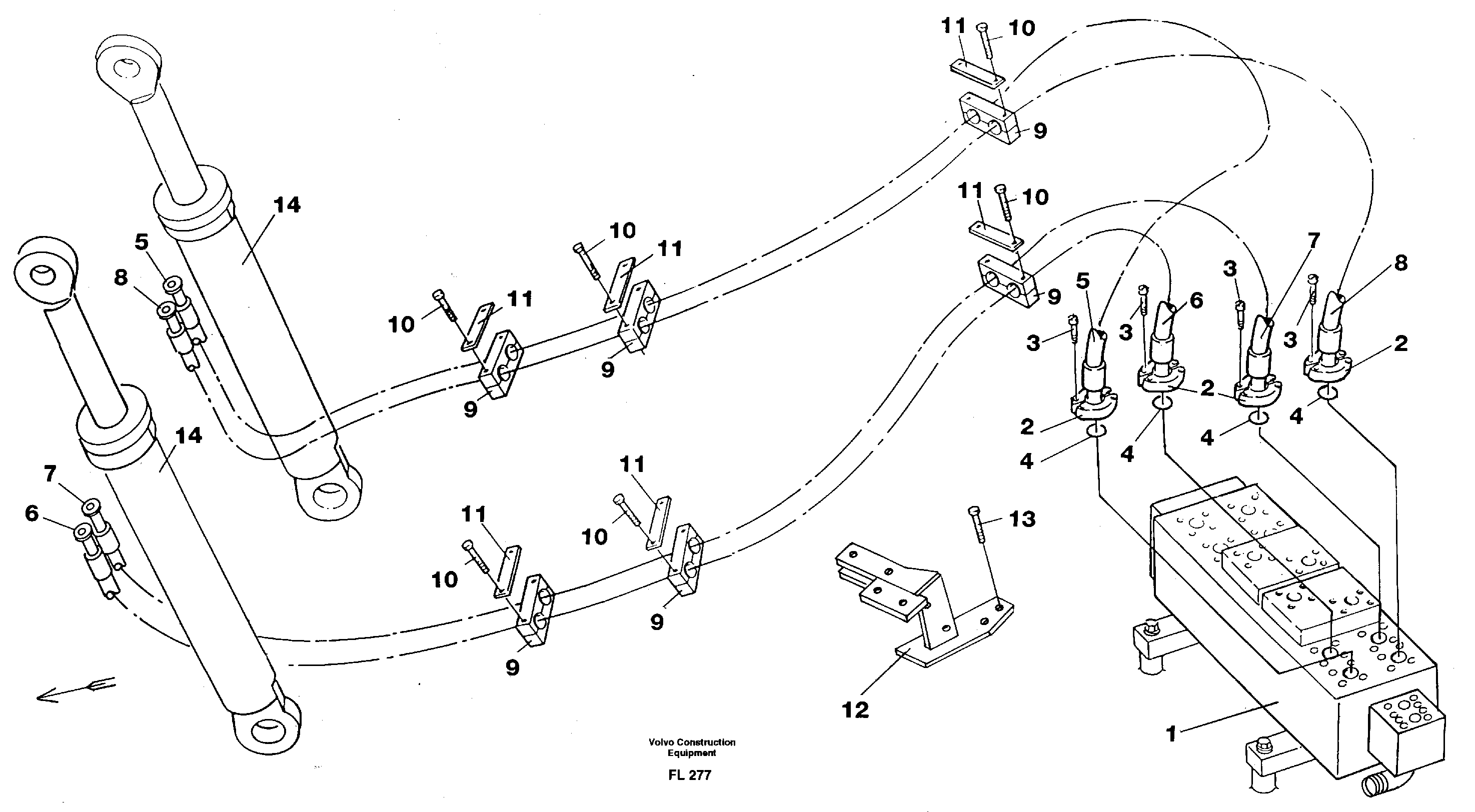 Hydraulic system, boom — volvo parts diagram
