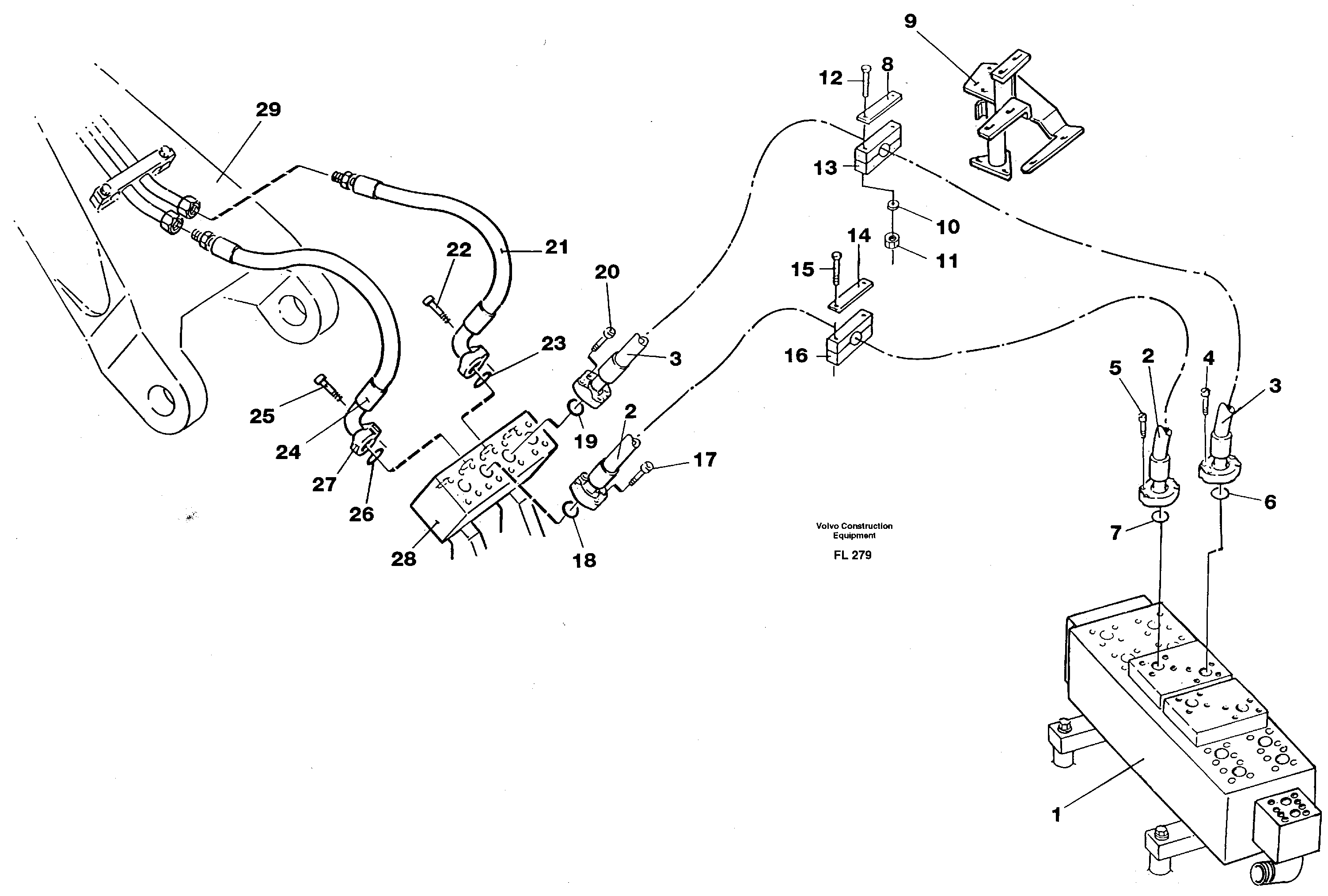 Hydraulic system, dipperarm — volvo parts diagram